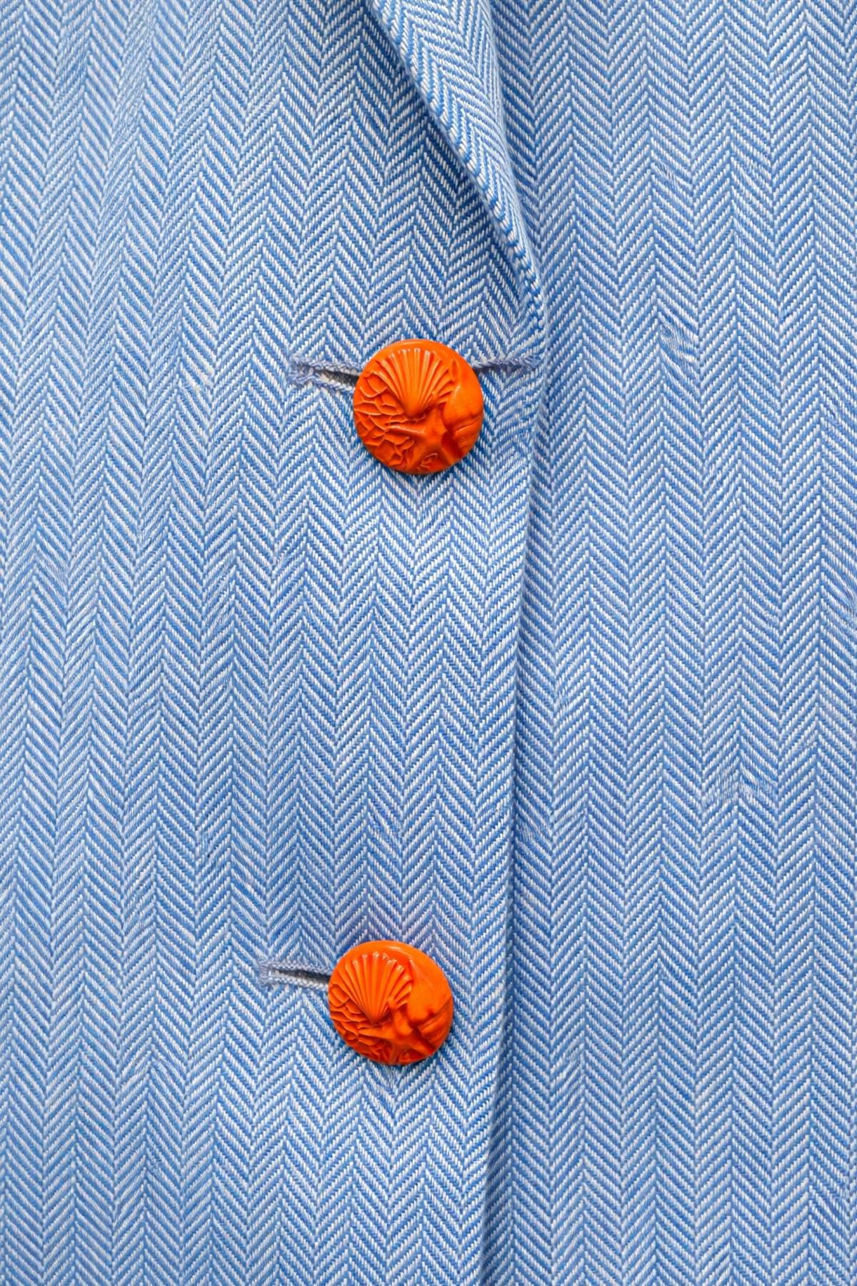 Linen Cotton Blue Blazer