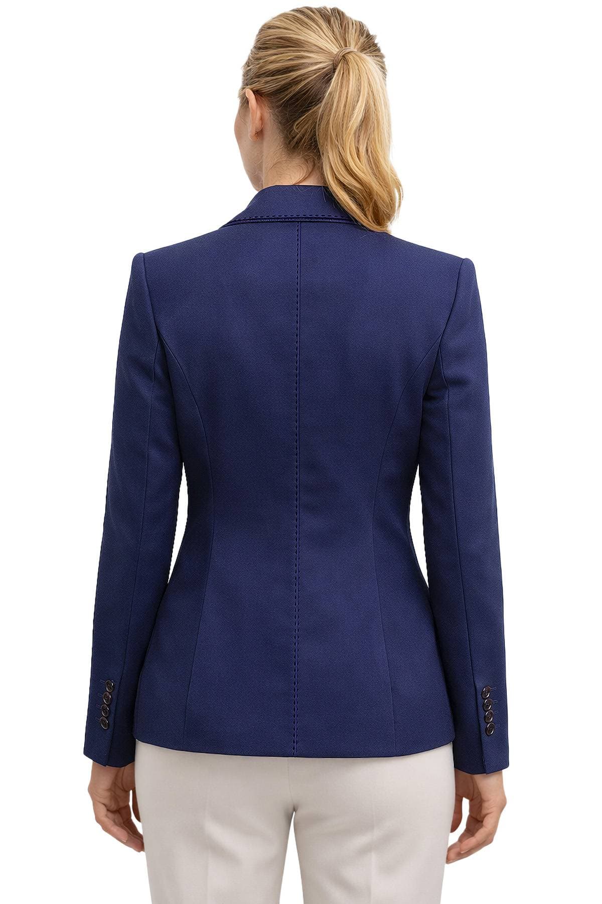 Navy Blue Microfiber Blazer | Women's - $585.00 - View 2 of 6