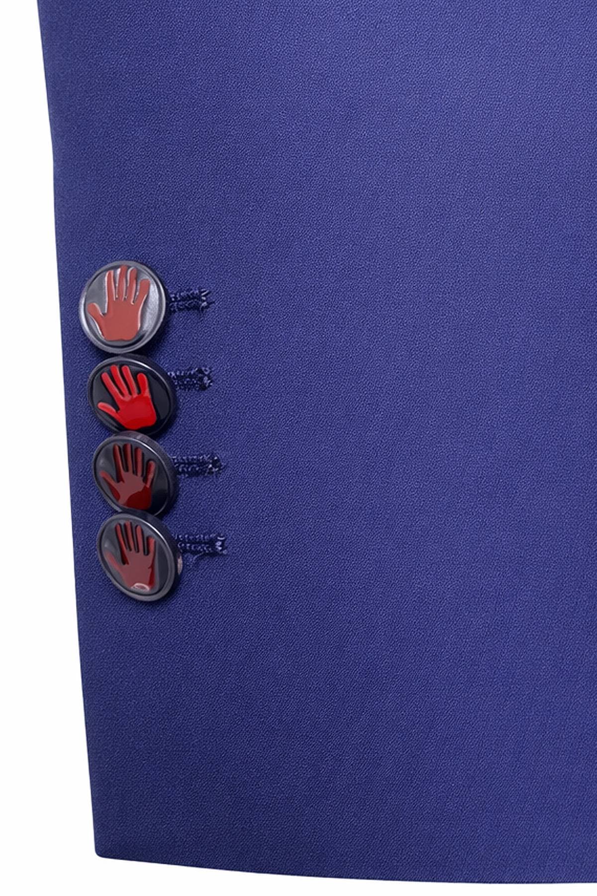 Navy Blue Microfiber Blazer | Women's - $585.00 - View 6 of 6