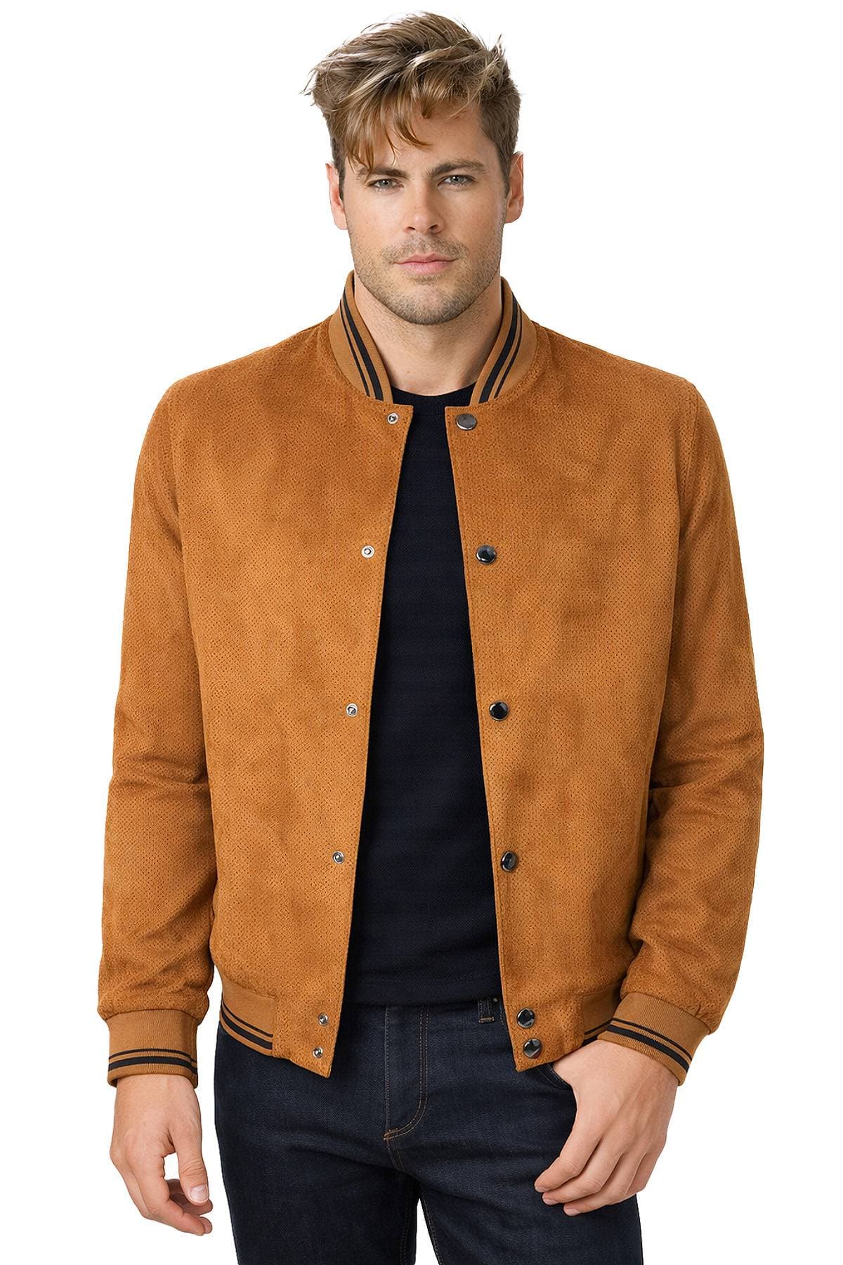 Bugatti Camel Brown Microsuede Blouson | Men's - $695.00 – $745.00 - View 1 of 5