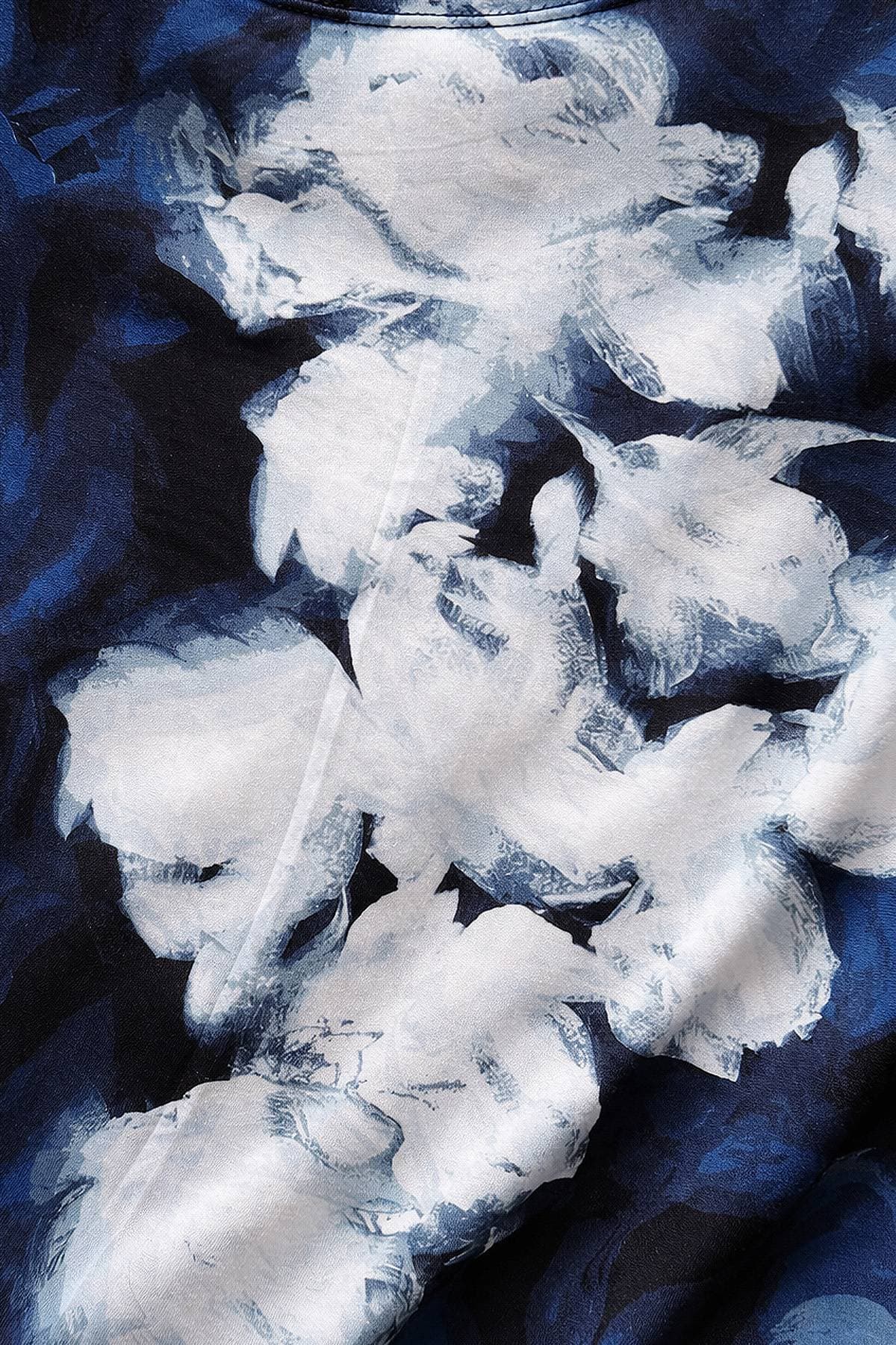 Navy and White Floral Jersey Top - $165.00 - View 3 of 4