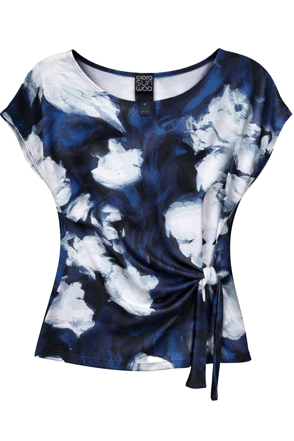 Navy and White Floral Jersey Top -  - Alternative view 2
