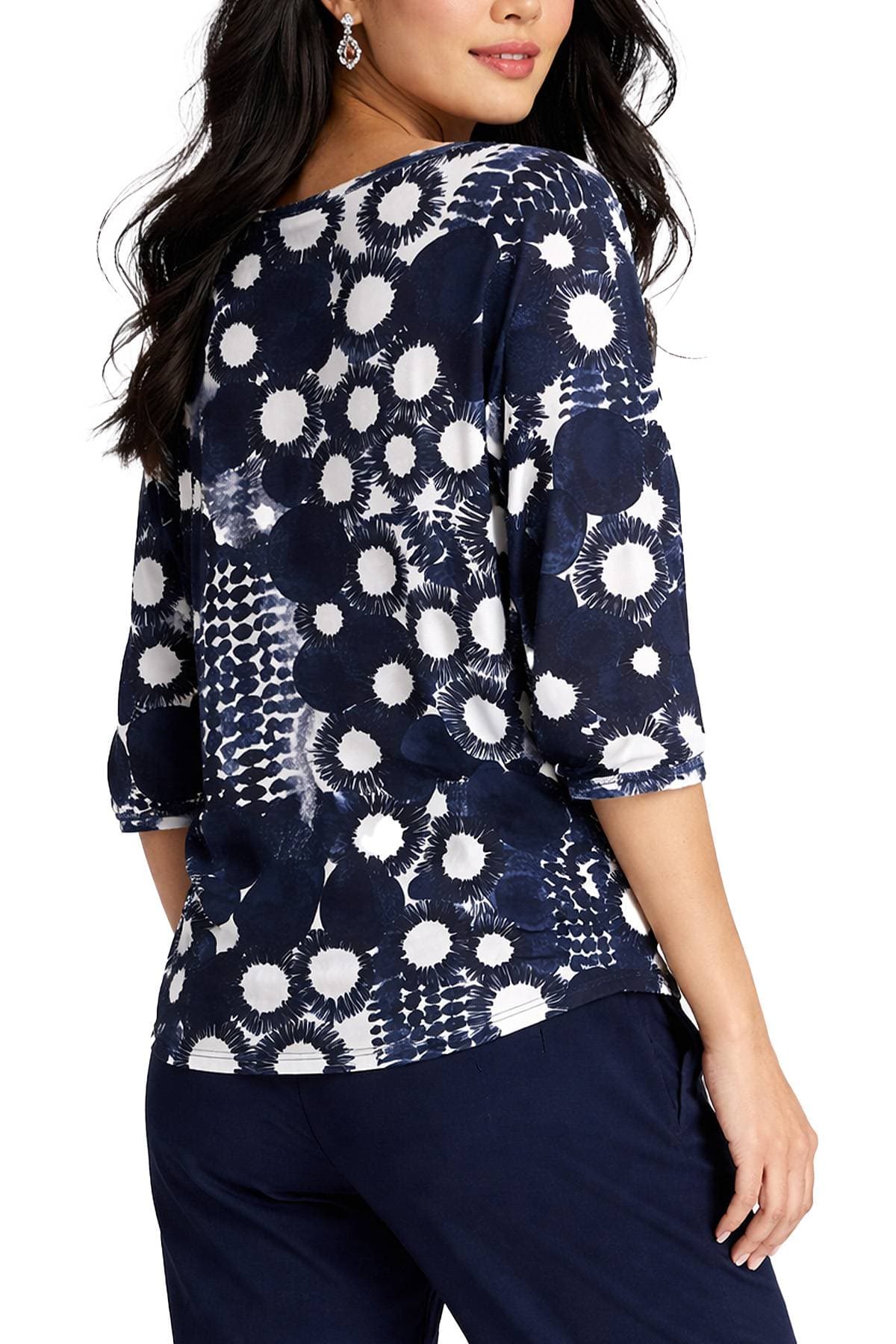 White and Navy Printed Top -  - Alternative view 2