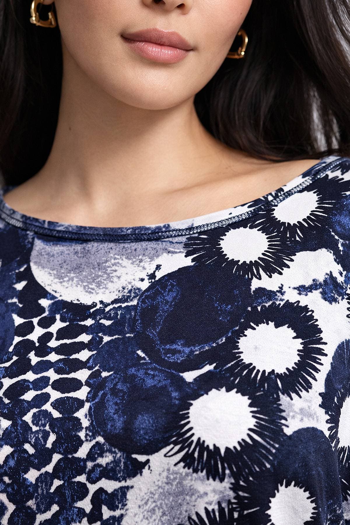 White and Navy Printed Top | Women's - $165.00 - View 4 of 4