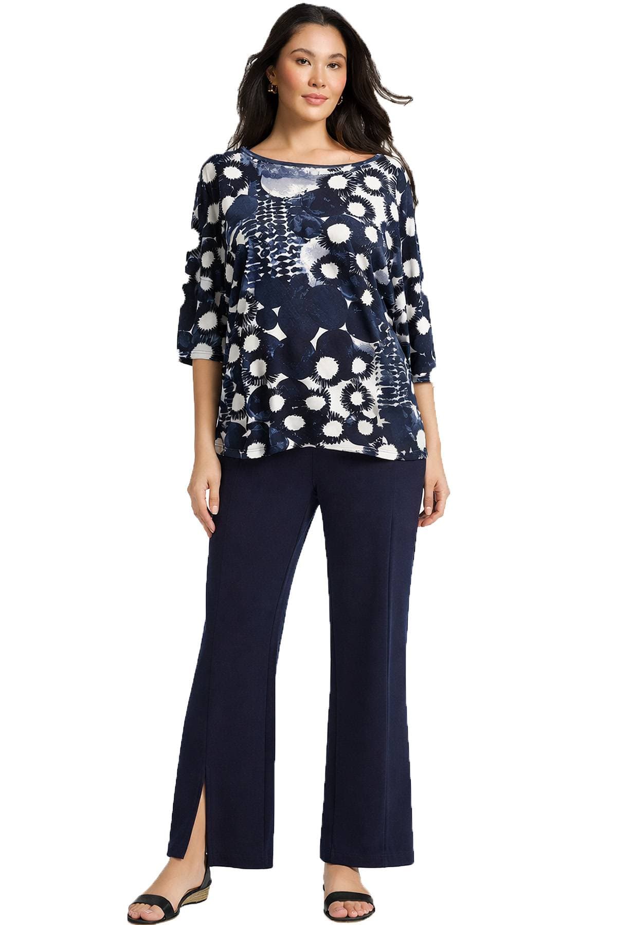 White and Navy Printed Top | Women's - $165.00 - View 3 of 4
