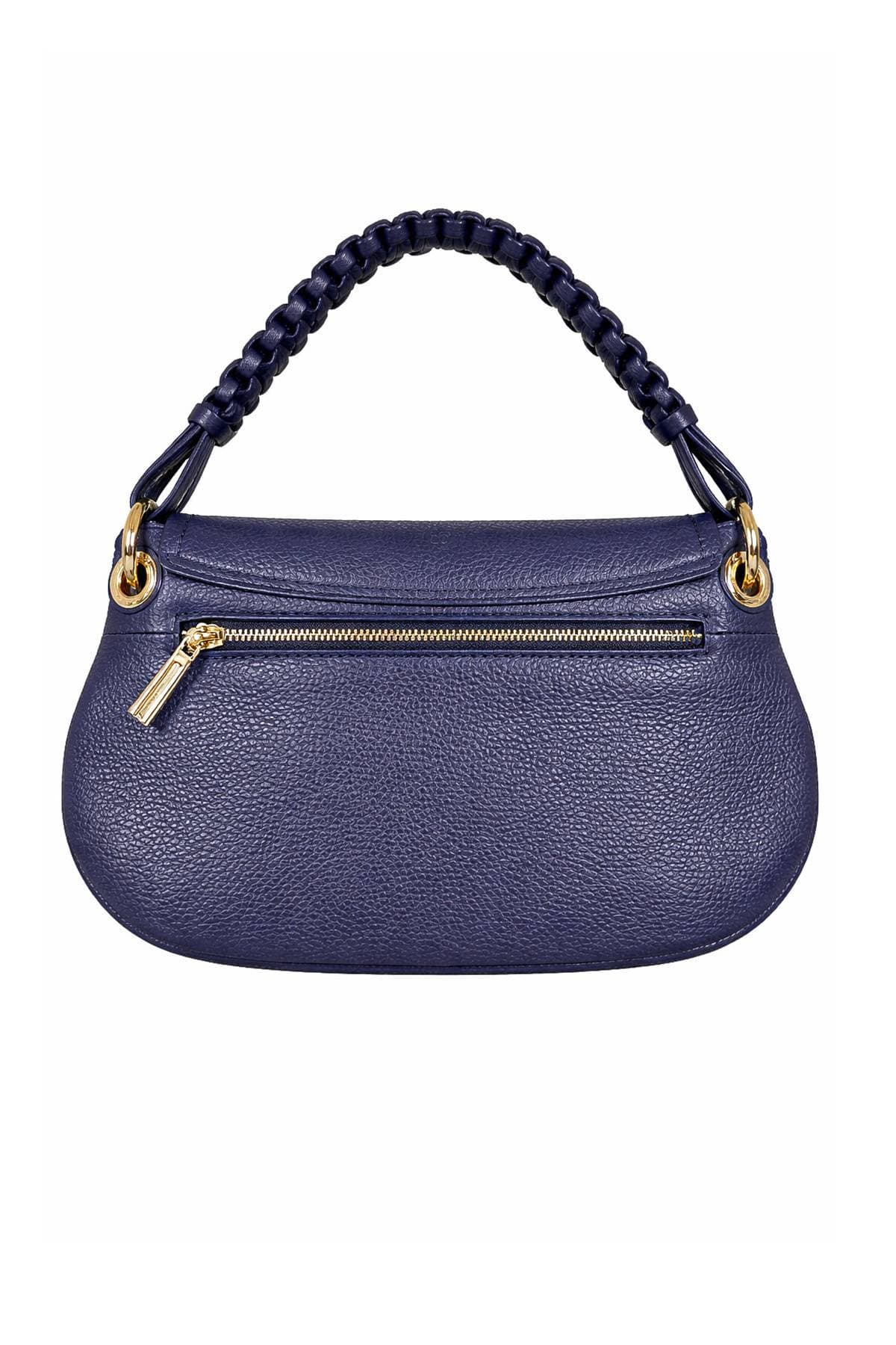 Navy Blue Italian Leather Braided Kelly Purse - 695.0000 - Alternative view 2