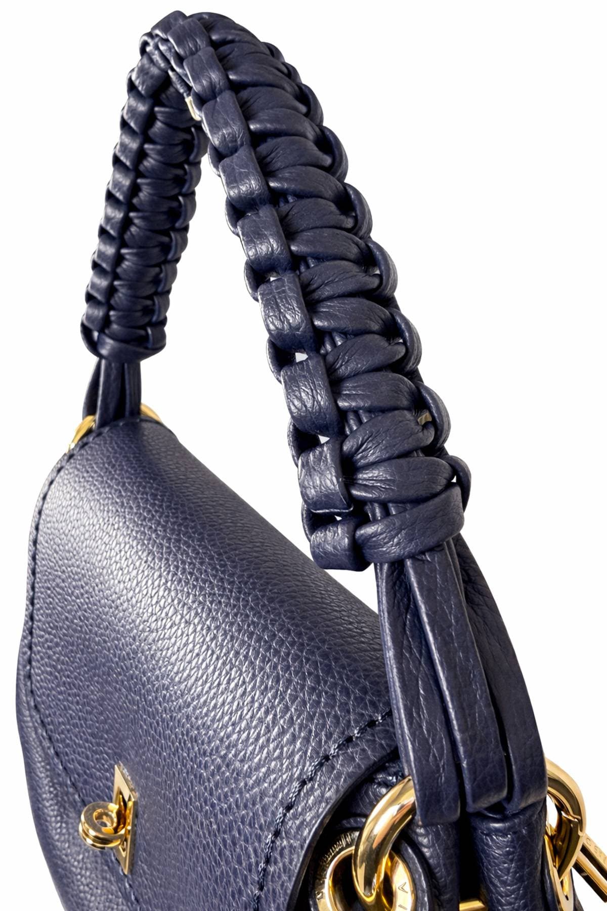 Navy Blue Italian Leather Braided Kelly Purse - 695.0000 - Alternative view 5