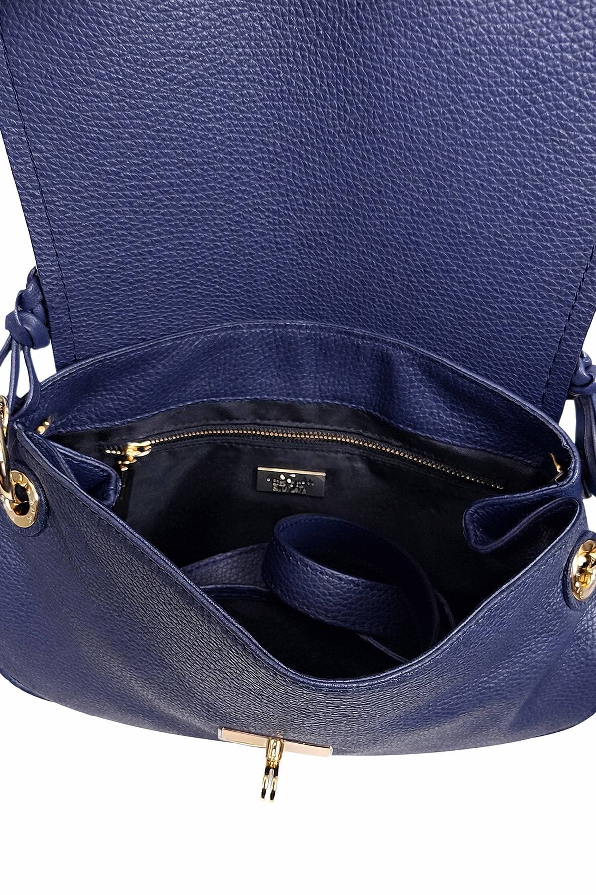 Navy Blue Italian Leather Braided Kelly Purse - 695.0000 - Alternative view 4
