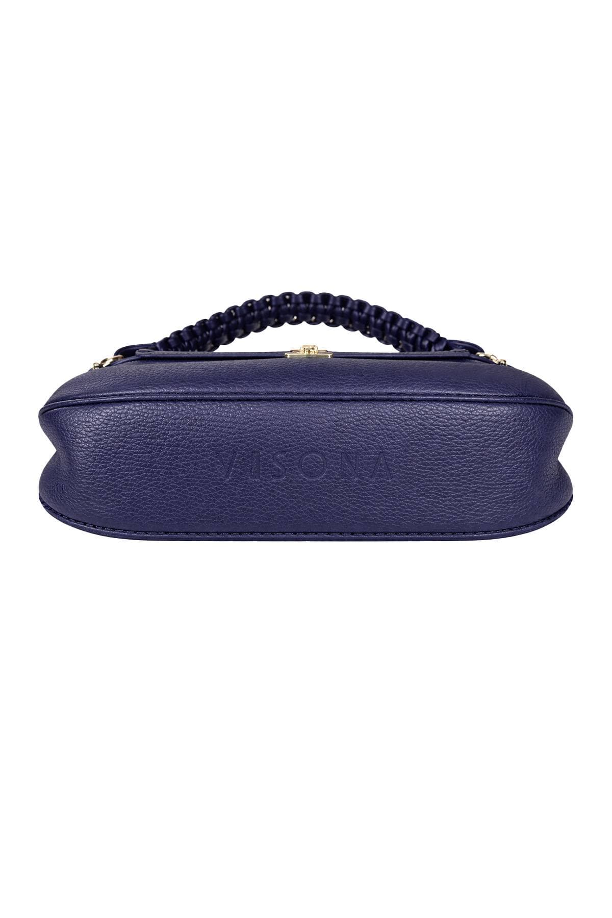Navy Blue Italian Leather Braided Kelly Purse - $695.00 - View 7 of 7