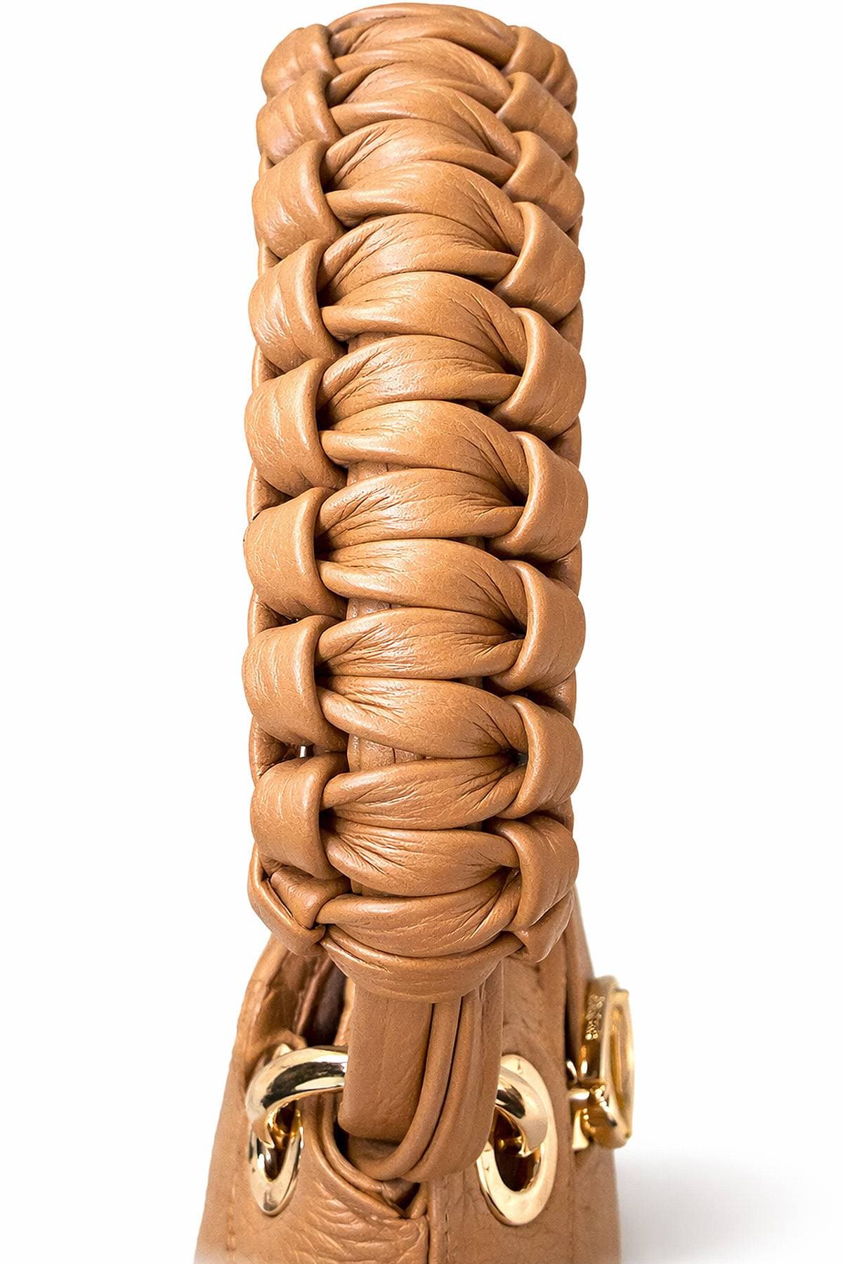Camel Brown Italian Leather Braided Kelly Purse | Women's -  - View 5 of 7