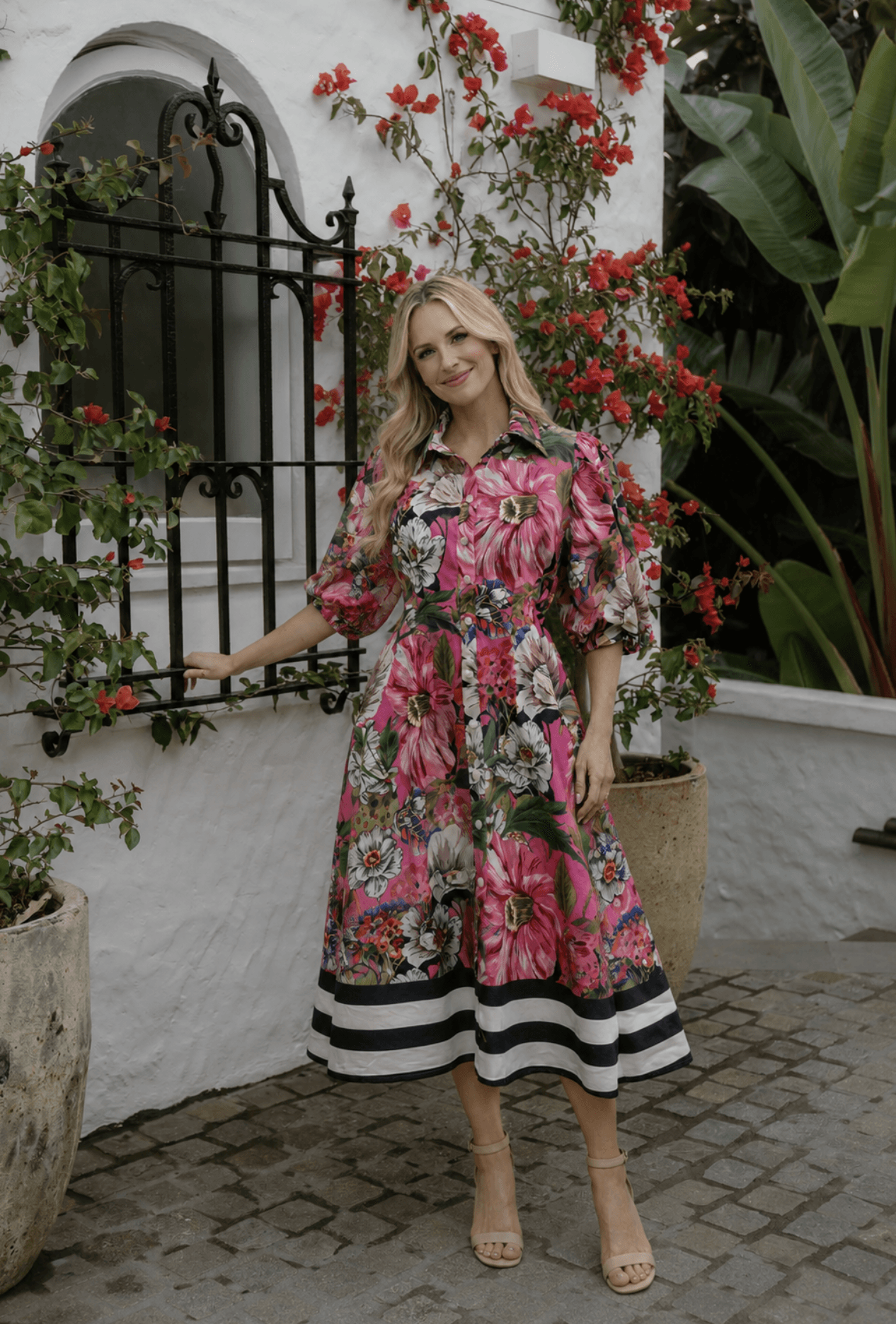 Floral Pink Multi Shirt Dress -  - Alternative view 5