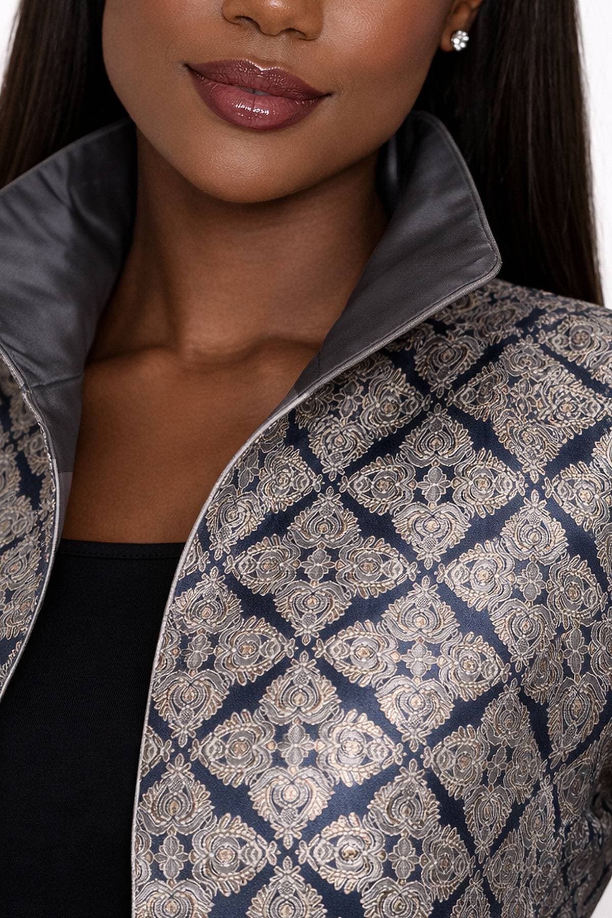 Gold & Slate Jacquard Occasion Jacket - $295.00 - View 4 of 5