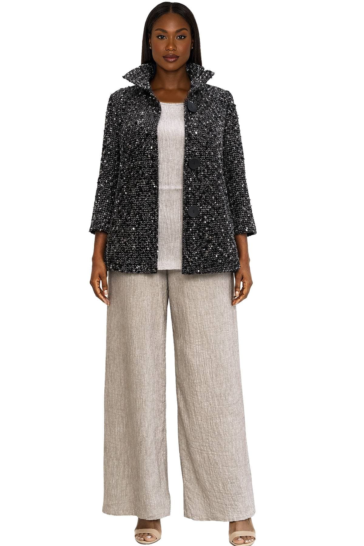 Taupe Plisse Pull-On Pant -  - Alternative view 2