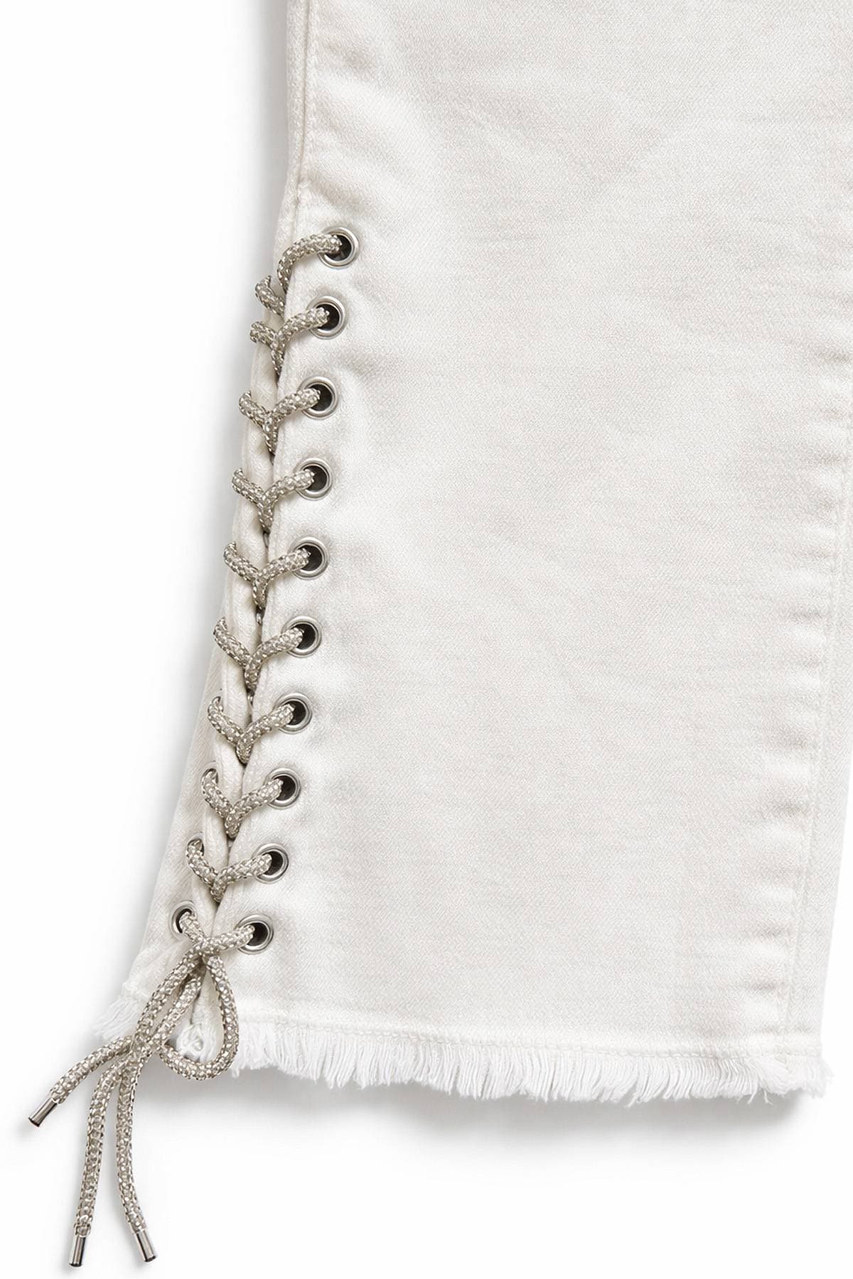 White Denim with Rhinestone Whipstitch Detail - $245.00 - View 3 of 3