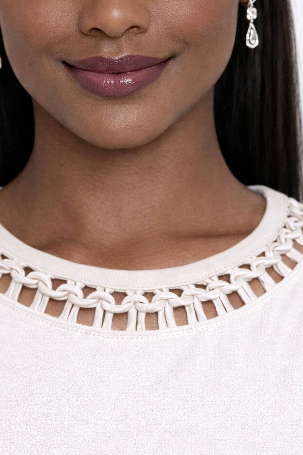 Cream White Chain-Neck Top | Women's - $165.00 - View 3 of 4