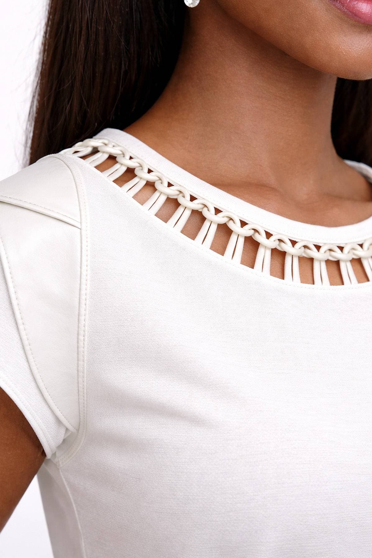 Cream White Chain-Neck Top | Women's - $165.00 - View 4 of 4
