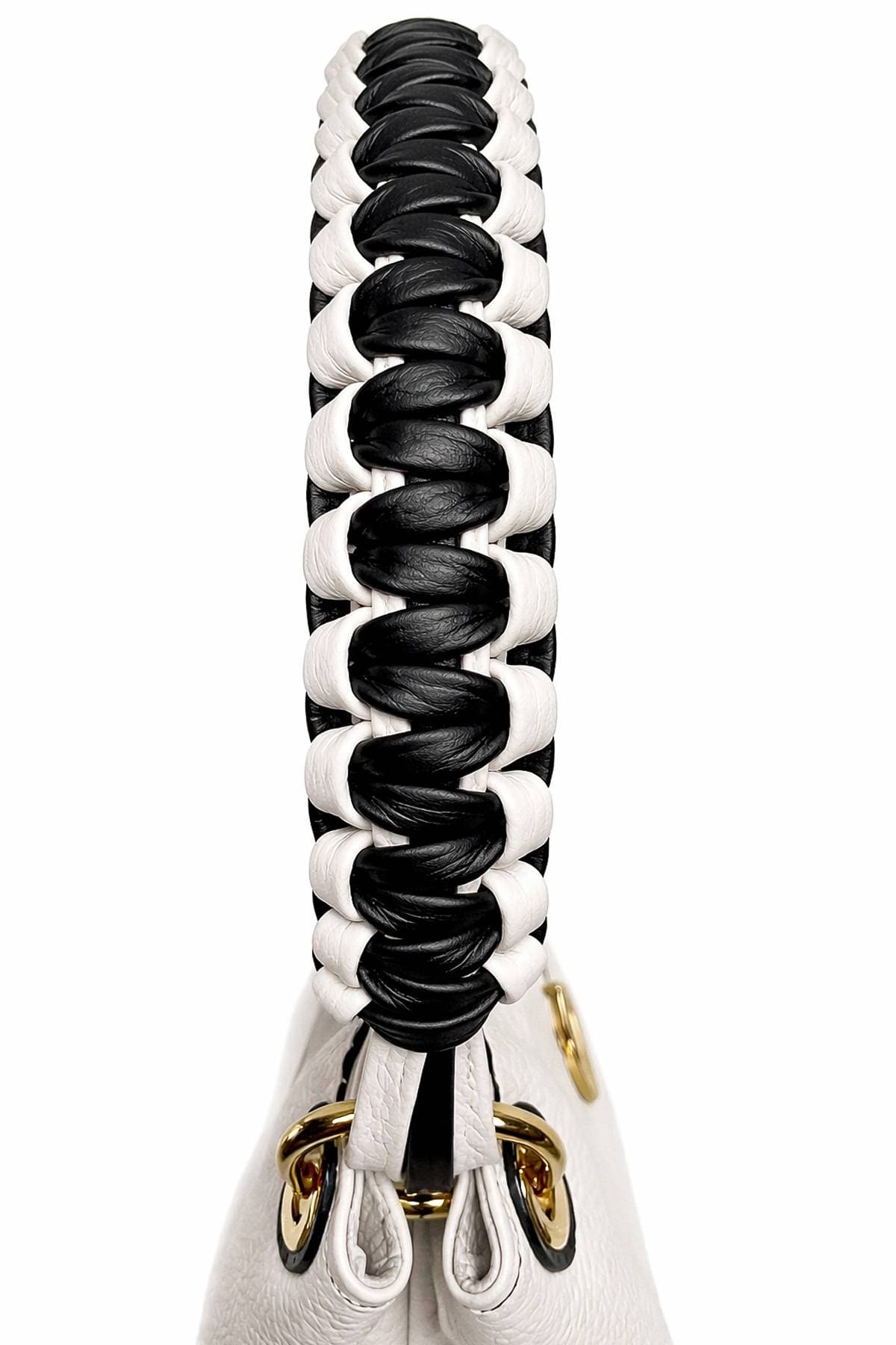 White Italian Leather Braided Kelly Bag - Two-Toned - 765.0000 - Alternative view 4