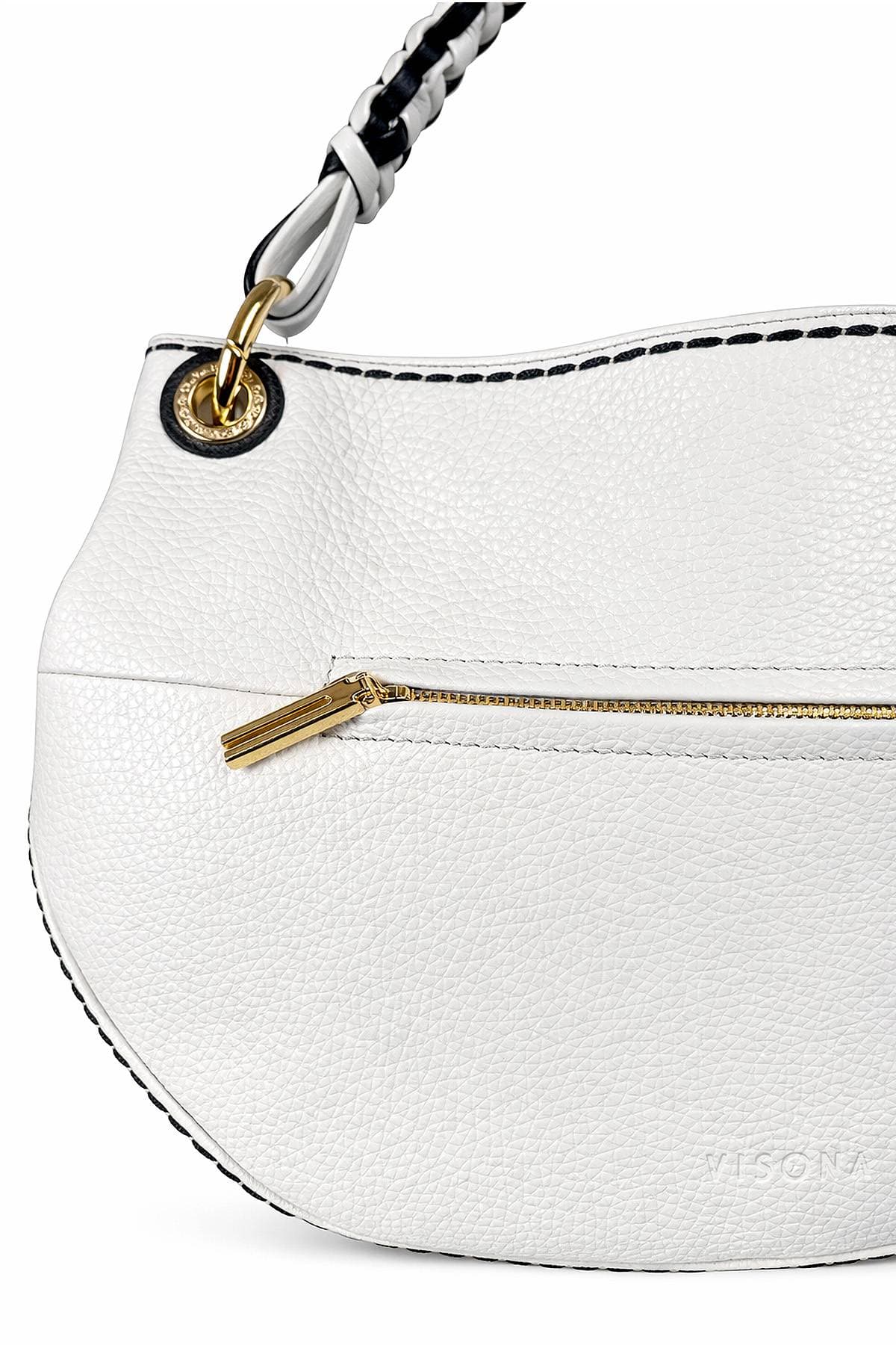White Italian Leather Braided Kelly Bag - Two-Toned - 765.0000 - Alternative view 3