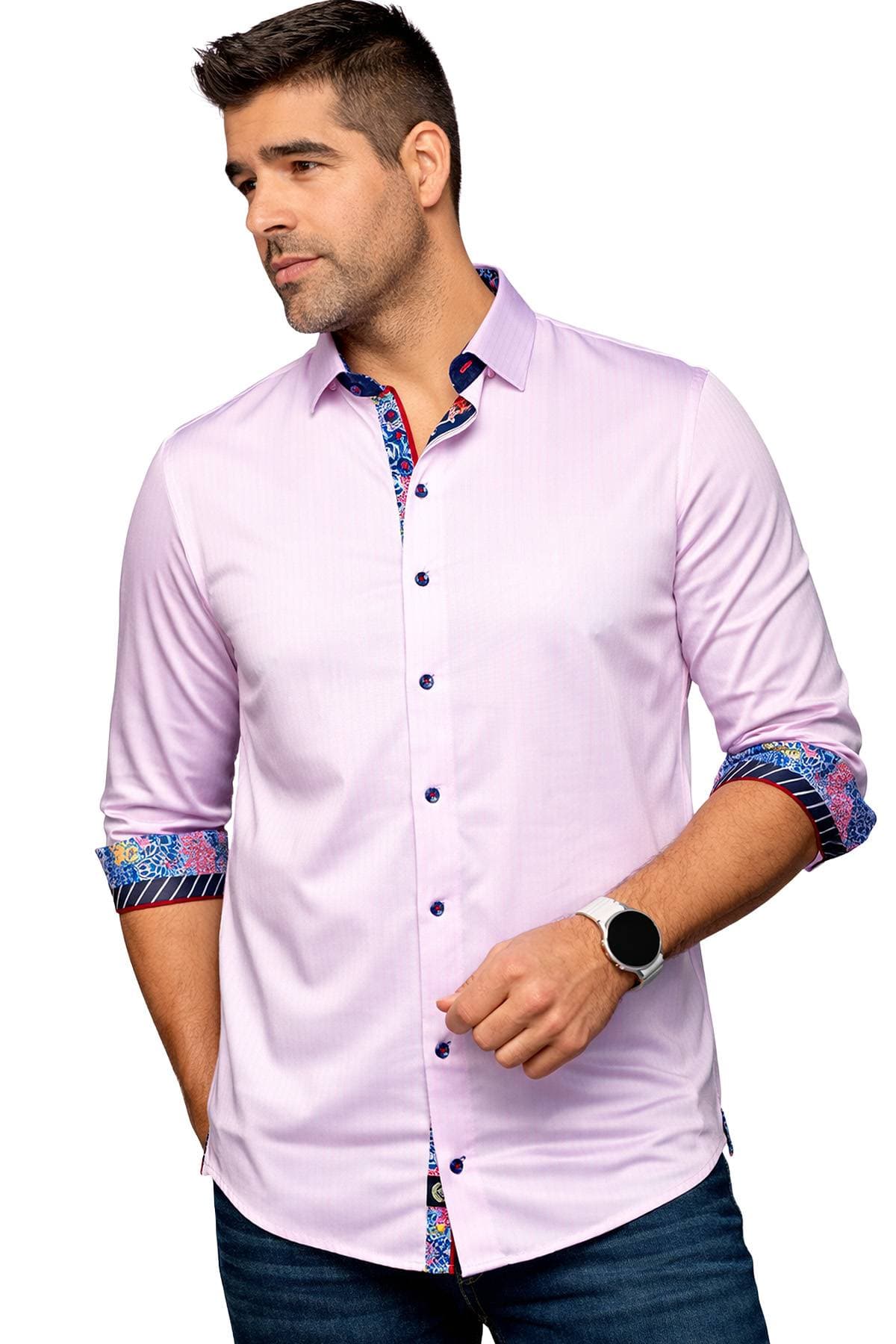 Stretch Sport Shirt in Light Pink | Men's - 225.0000 - Alternative view 3