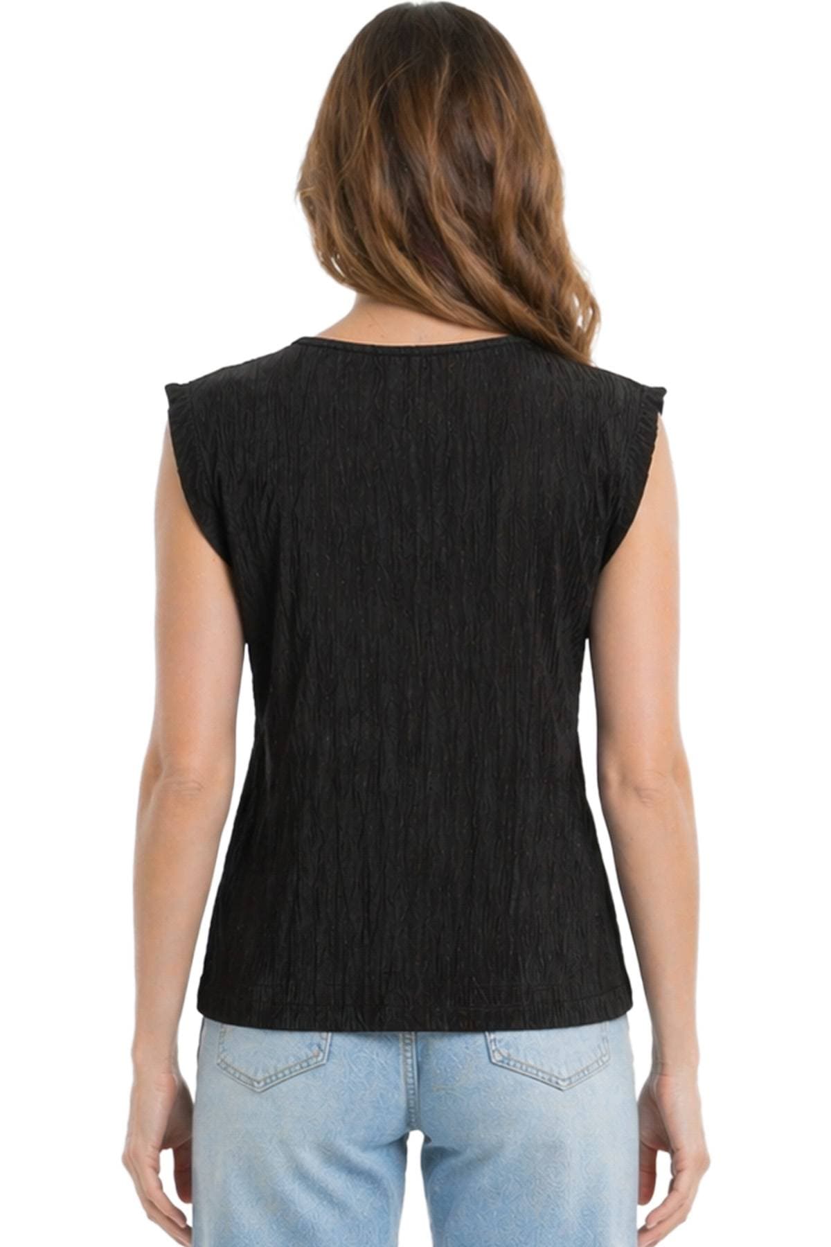 Black Plisse Jewel Neck Tank | Women's - 89.0000 - Alternative view 2