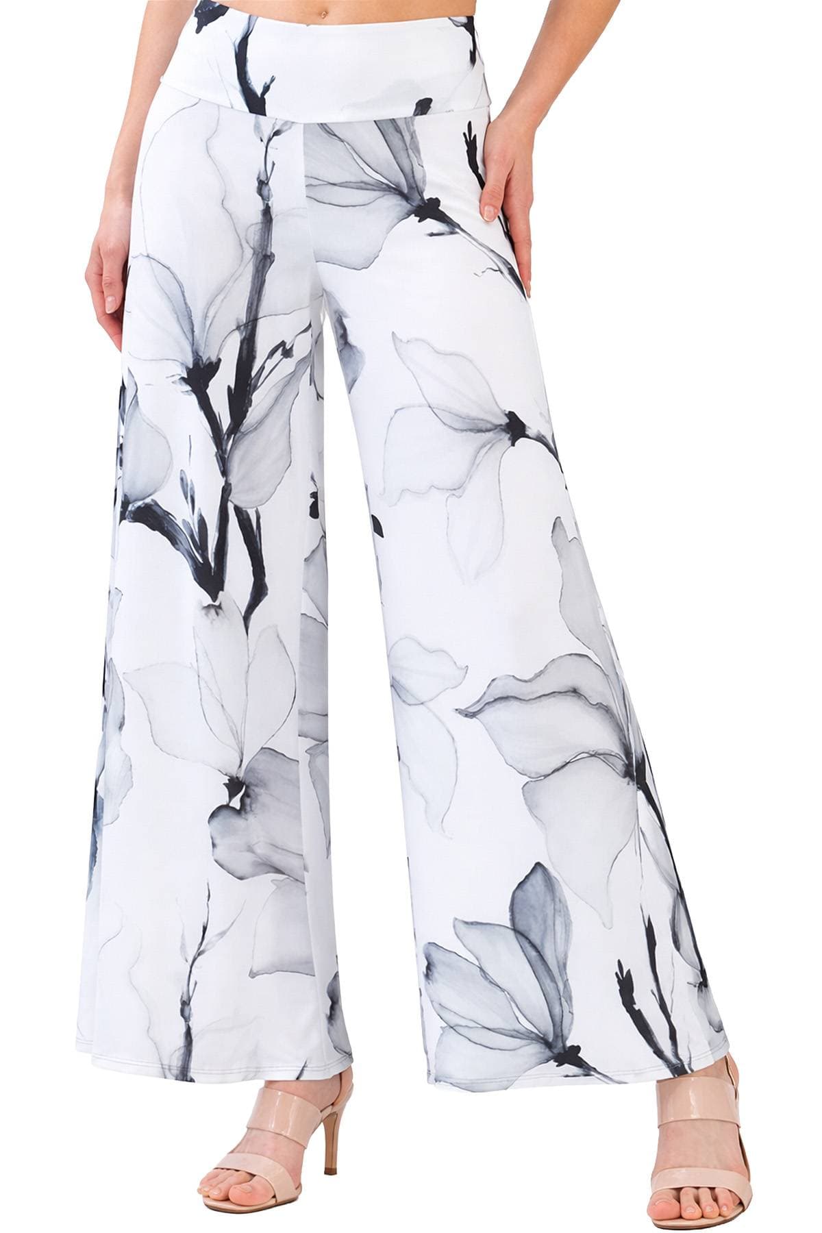Black White Printed Jersey Palazzo Pant - 165.0000 - Main product view