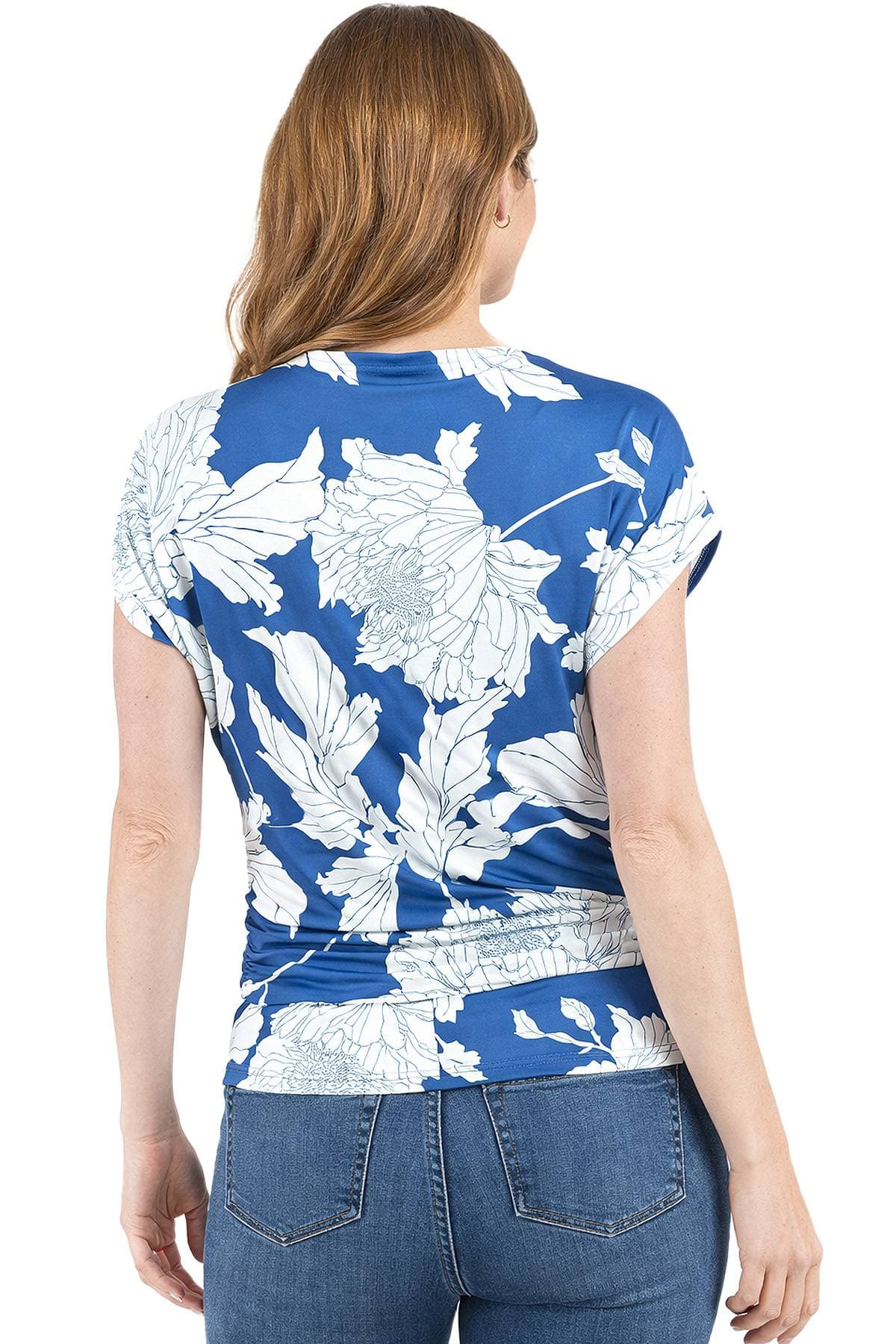 Blue White Floral Print Top | Women's - $165.00 - View 3 of 5
