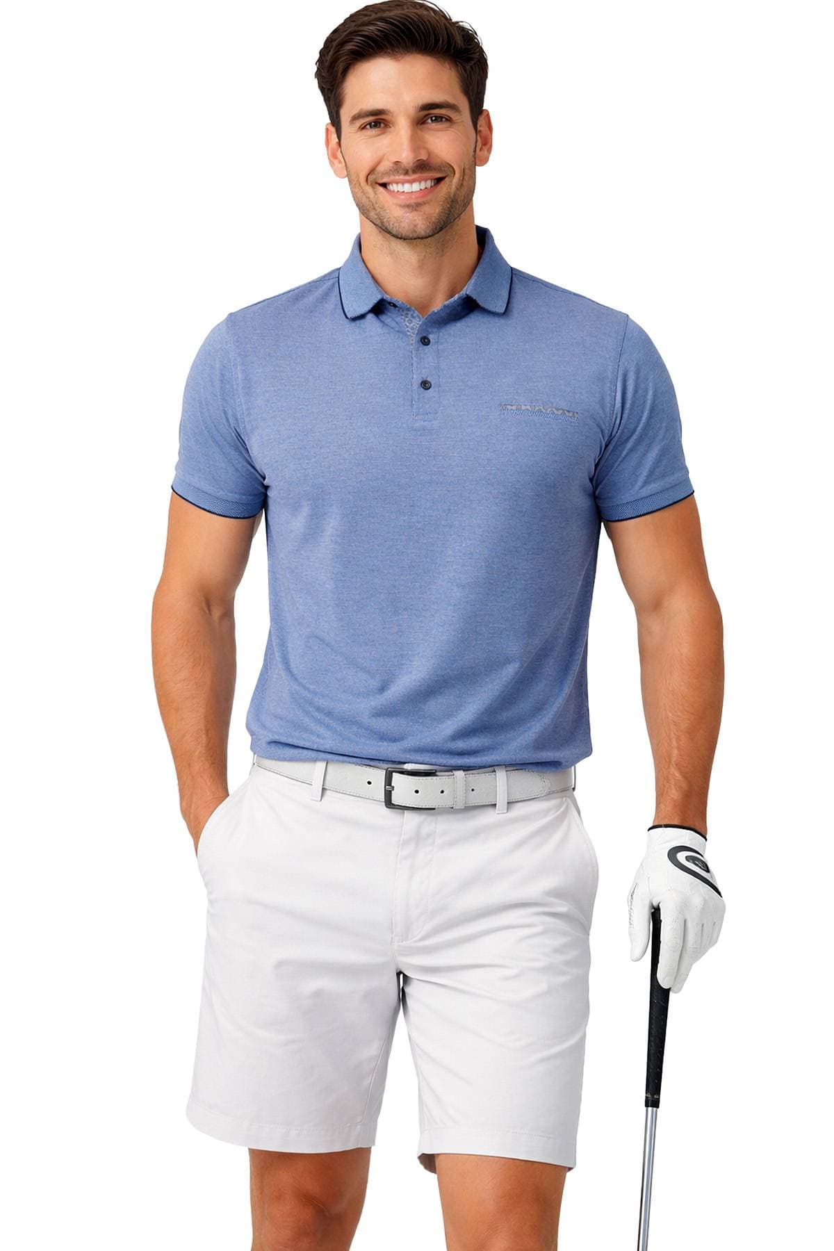 Denim Blue Microdot Polo -  - Main product view