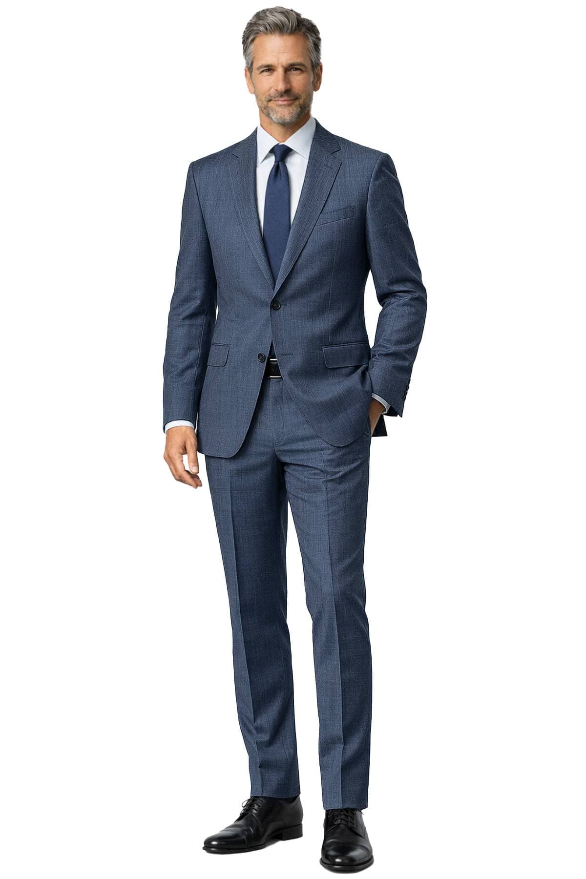 Blue Super 150 Shark Stripe Suit | Men's -  - Main product view
