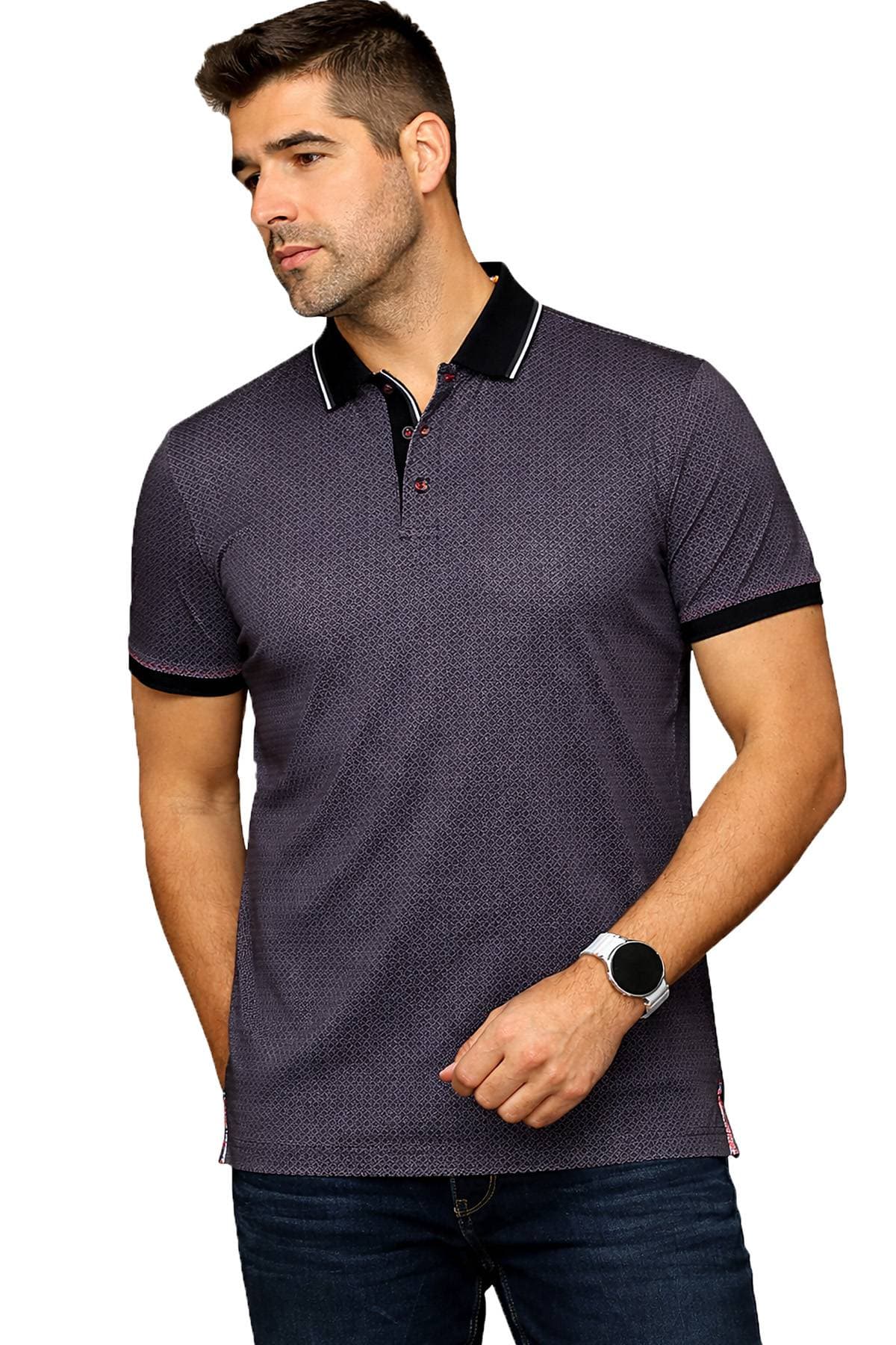 Black Cotton Stretch Polo | Men's - 185.0000 - Main product view
