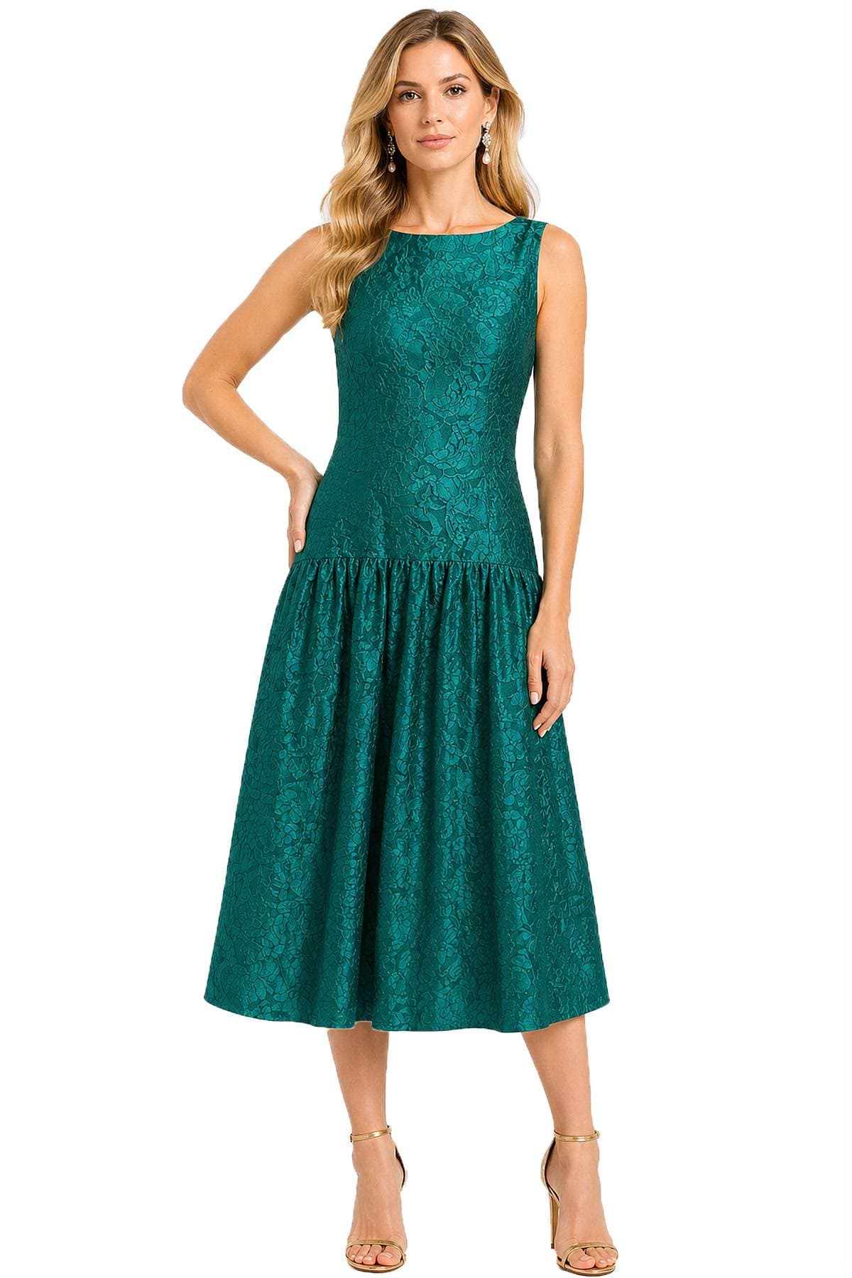 Vivid Green Midi Cocktail Dress | Women's -  - Main product view