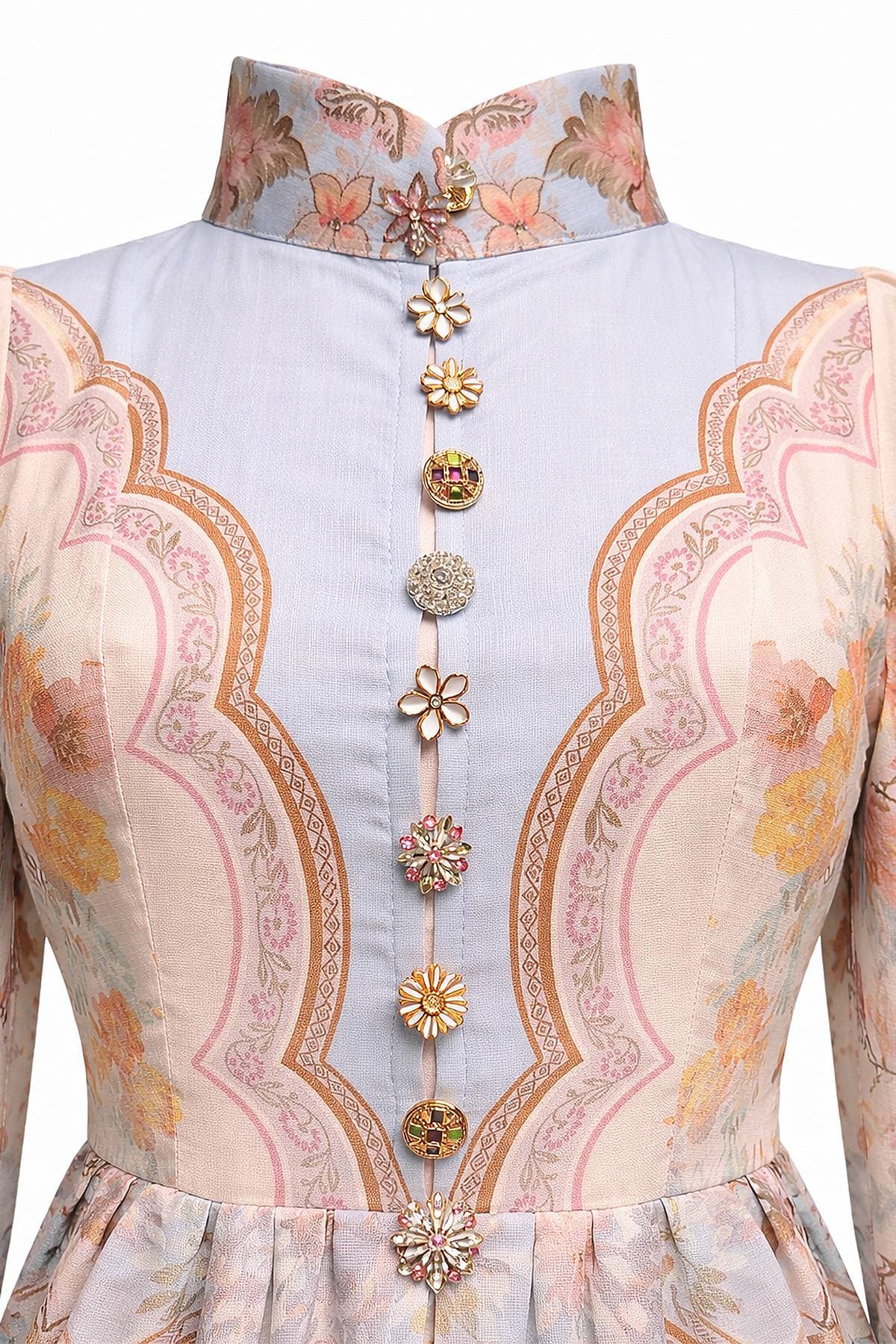 Pastel Ornate Botanical High-Neck Midi Dress | Women's -  - Alternative view 5