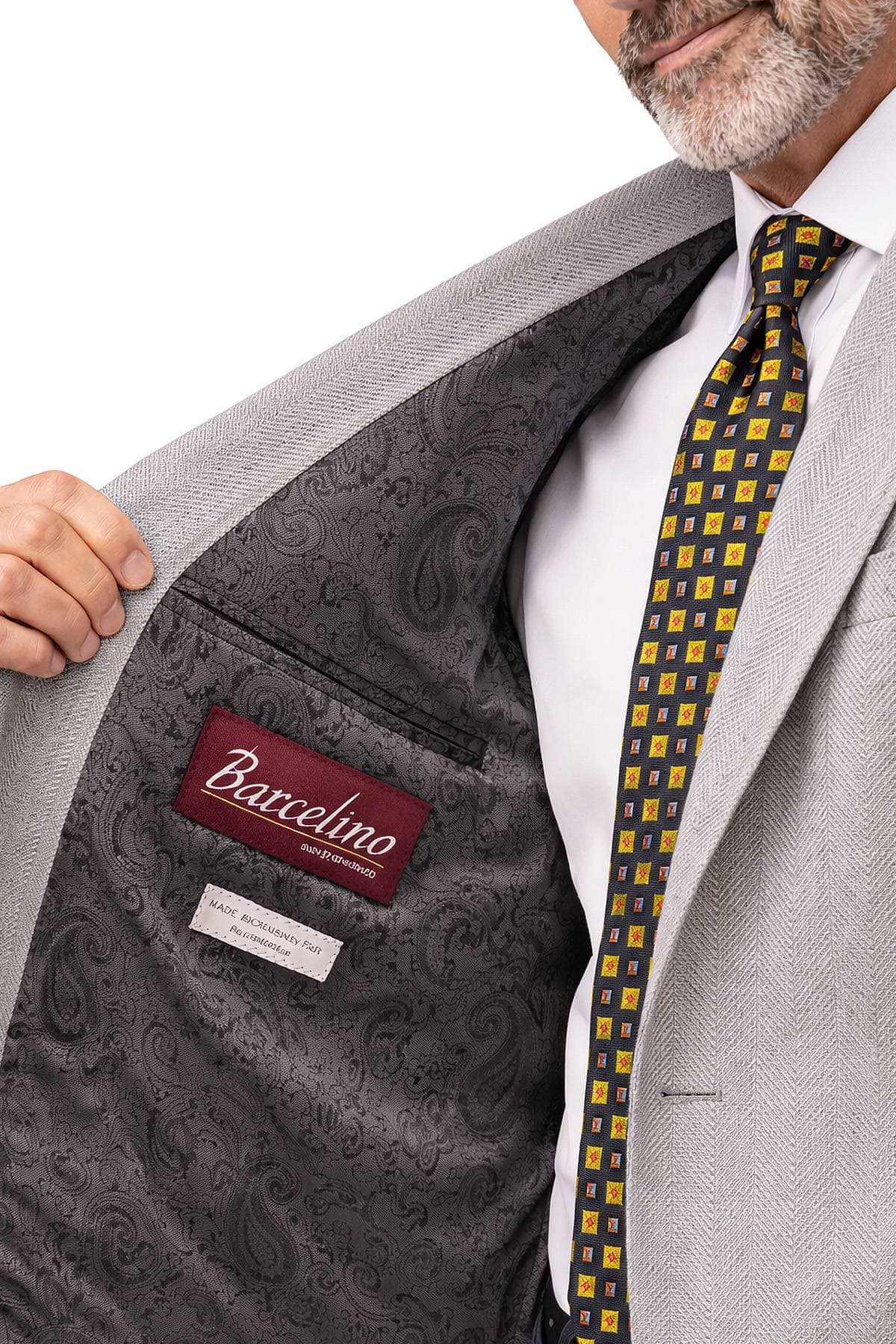 Light Gray Blazer Silk Linen Jacket | Men's - 1685.0000 - Alternative view 5