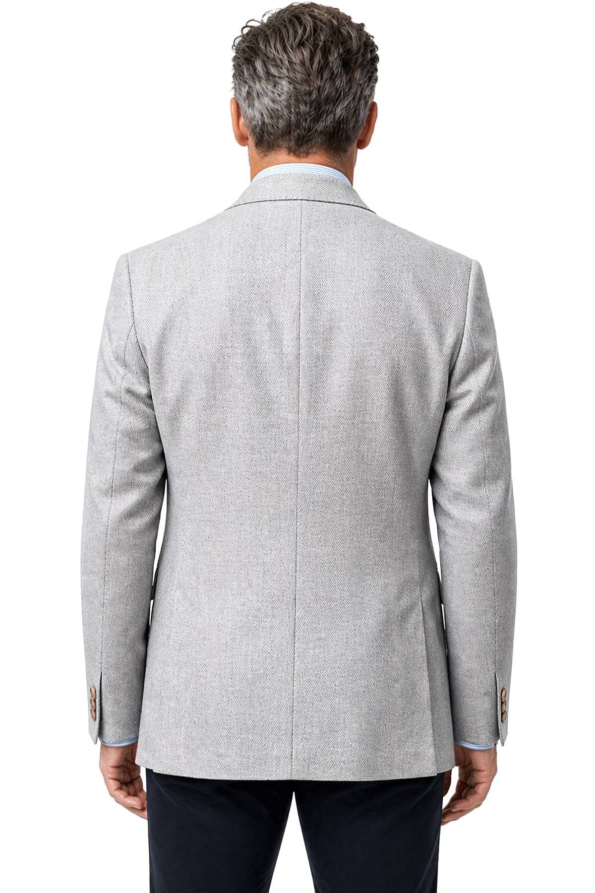 Light Gray Blazer Silk Linen Jacket | Men's - 1685.0000 - Alternative view 3