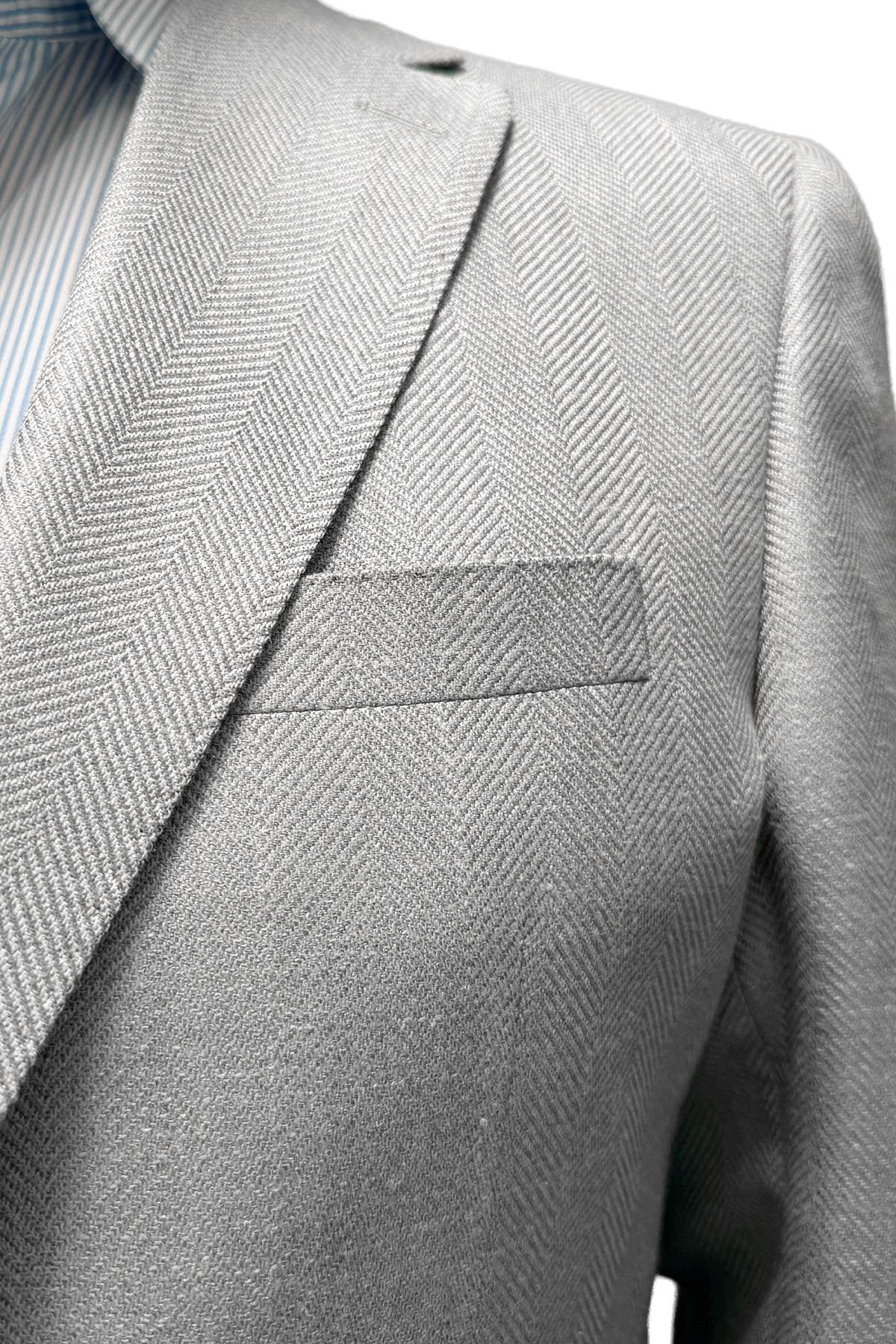 Light Gray Blazer Silk Linen Jacket | Men's - 1685.0000 - Alternative view 2