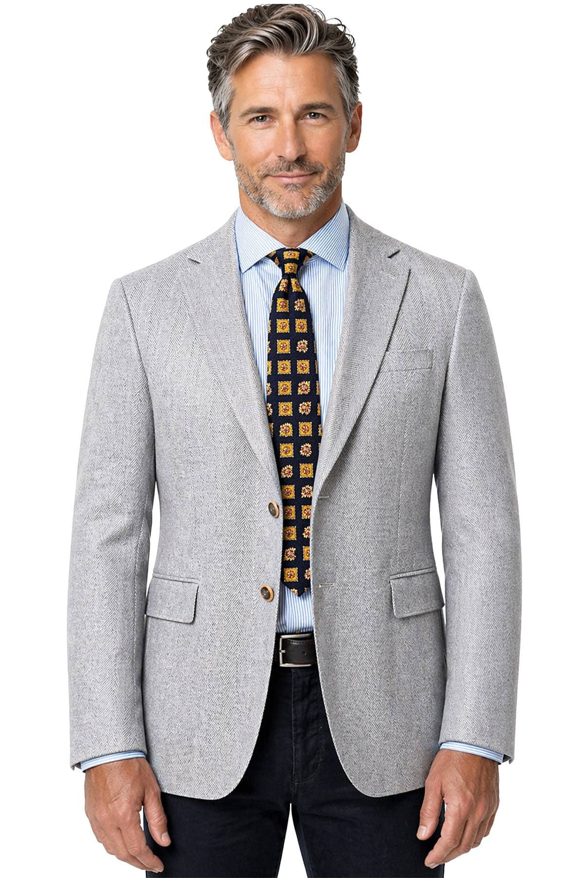 Light Gray Blazer Silk Linen Jacket | Men's - 1685.0000 - Main product view