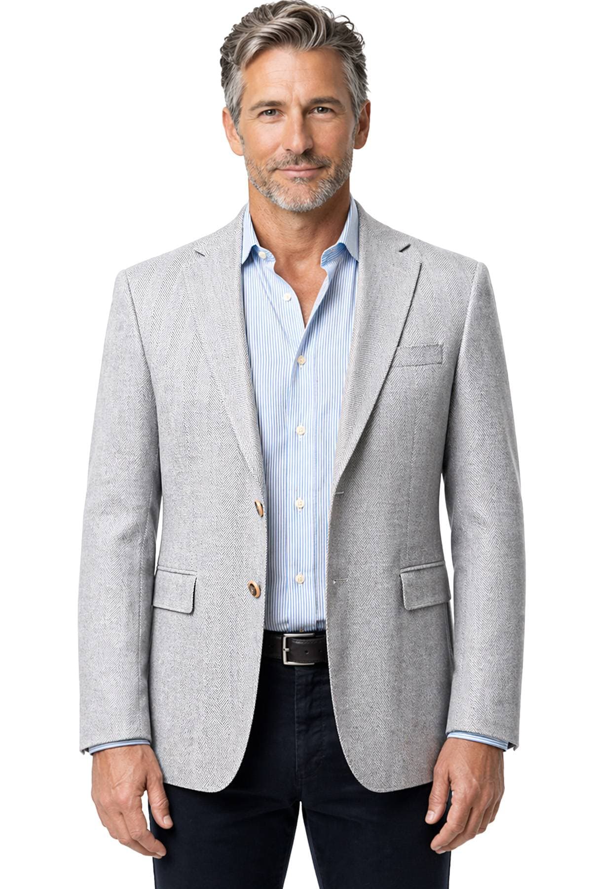 Light Gray Blazer Silk / Linen Jacket -  - Main product view