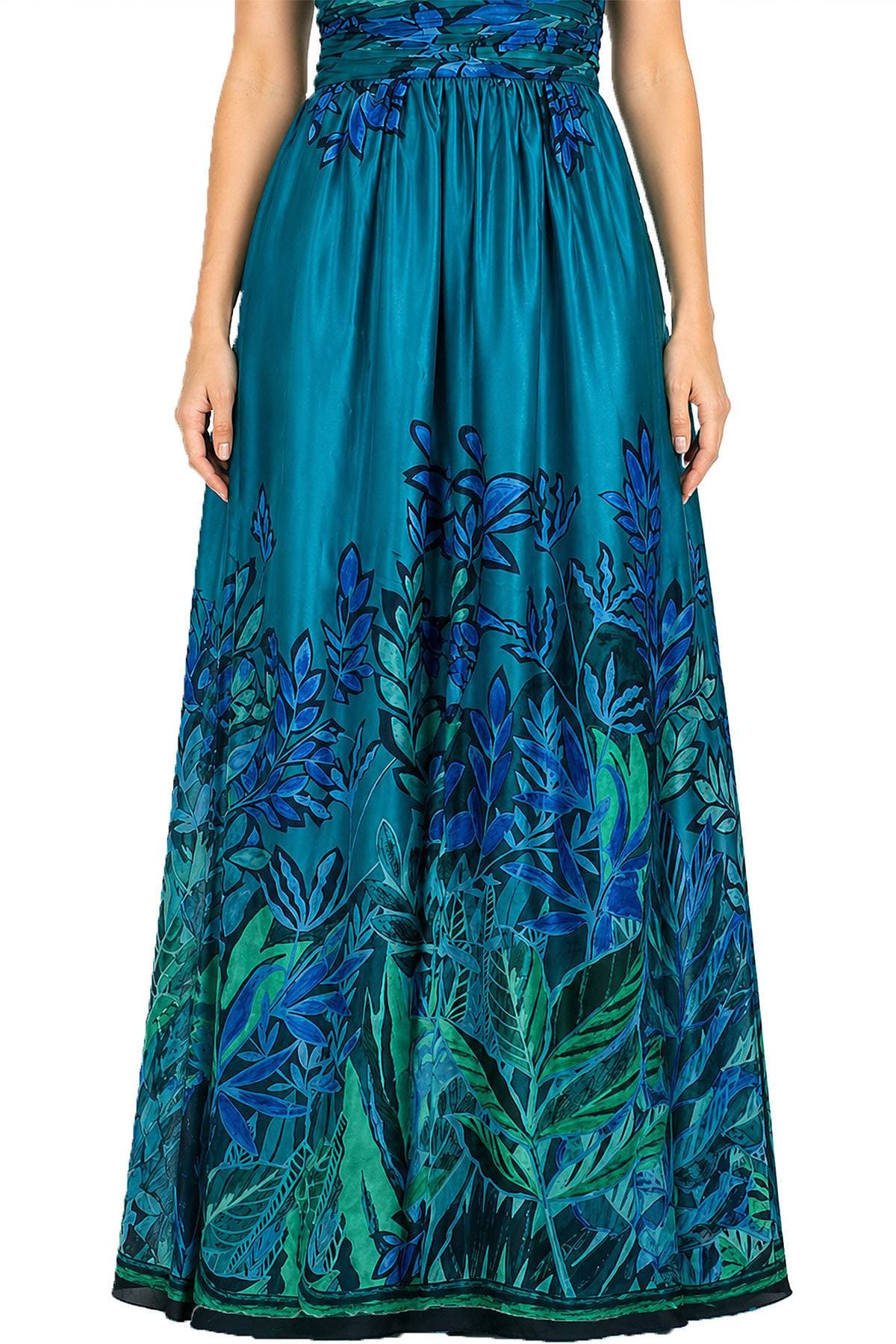 Teal Multi Placement Print Gown - $595.00 - View 3 of 5