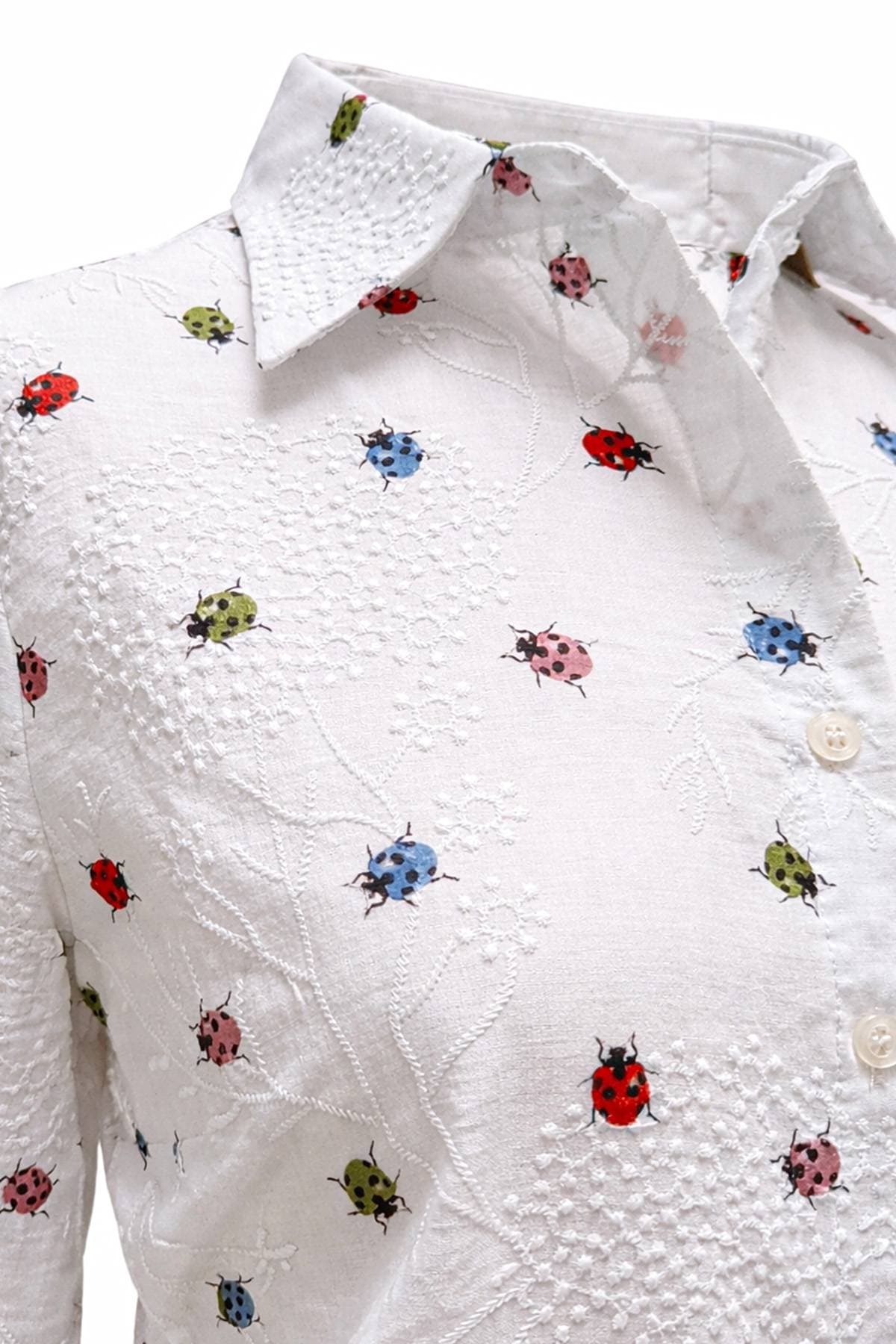 Italian White Cotton Ladybug Blouse - 195.0000 - Alternative view 4