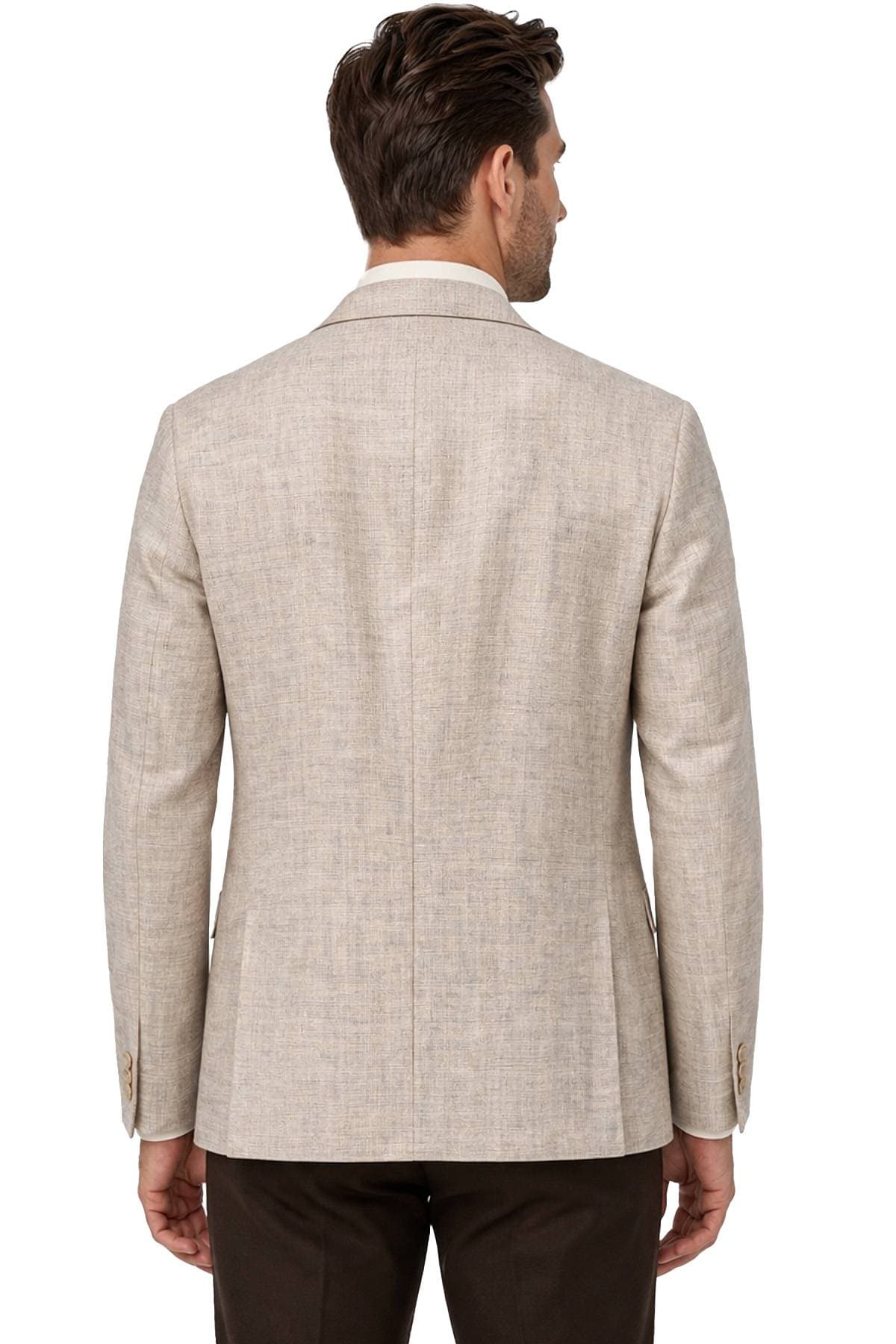 Beige Blue Silk Jacket | Men's - 1675.0000 - Alternative view 4
