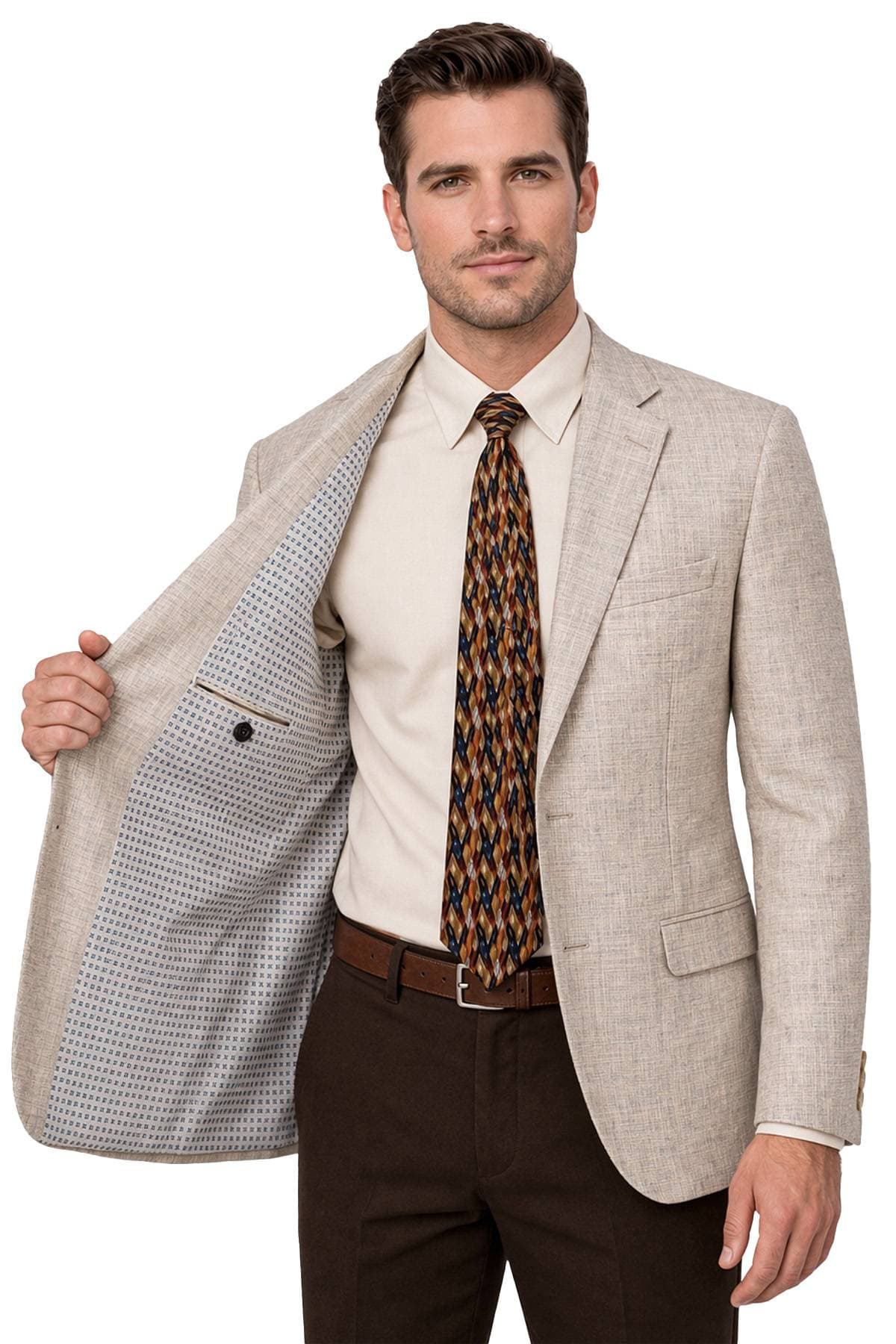 Beige Blue Silk Jacket | Men's - 1675.0000 - Alternative view 5