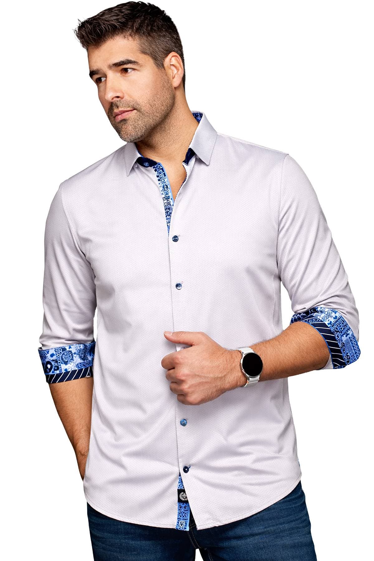 Sand Beige Stretch Sport Shirt | Men's - 225.0000 - Main product view
