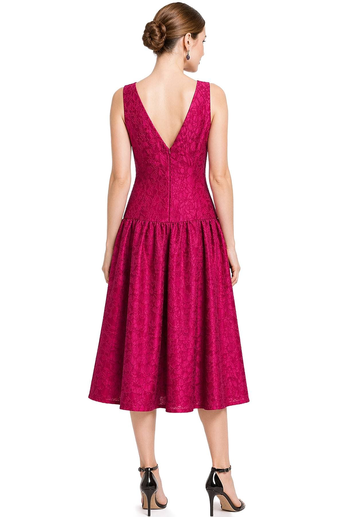 Vibrant Pink Midi Cocktail Dress | Women's -  - Alternative view 3