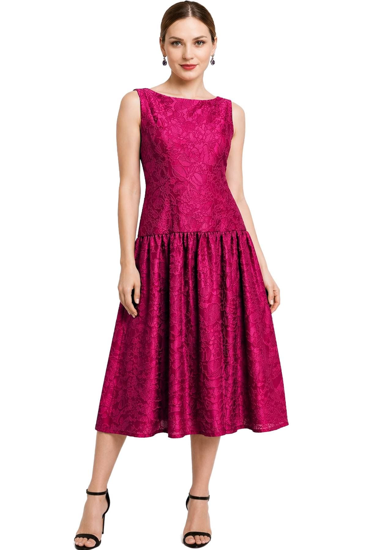 Vibrant Pink Midi Cocktail Dress | Women's -  - Main product view