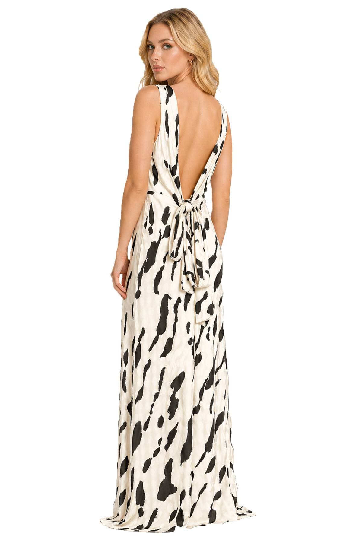 Off-White and Black Printed Gown With Rose -  - Alternative view 2