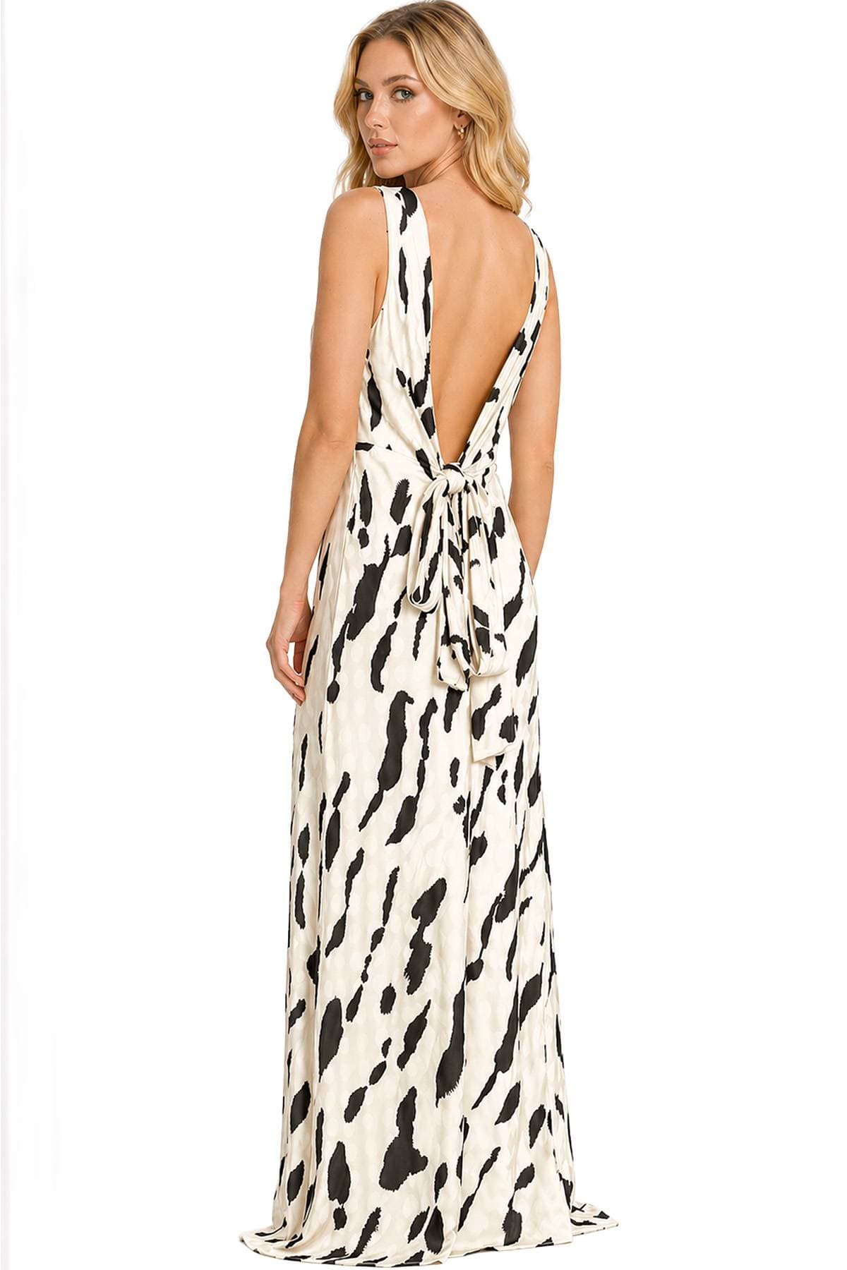 Off-White and Black Printed Gown With Rose -  - Alternative view 2