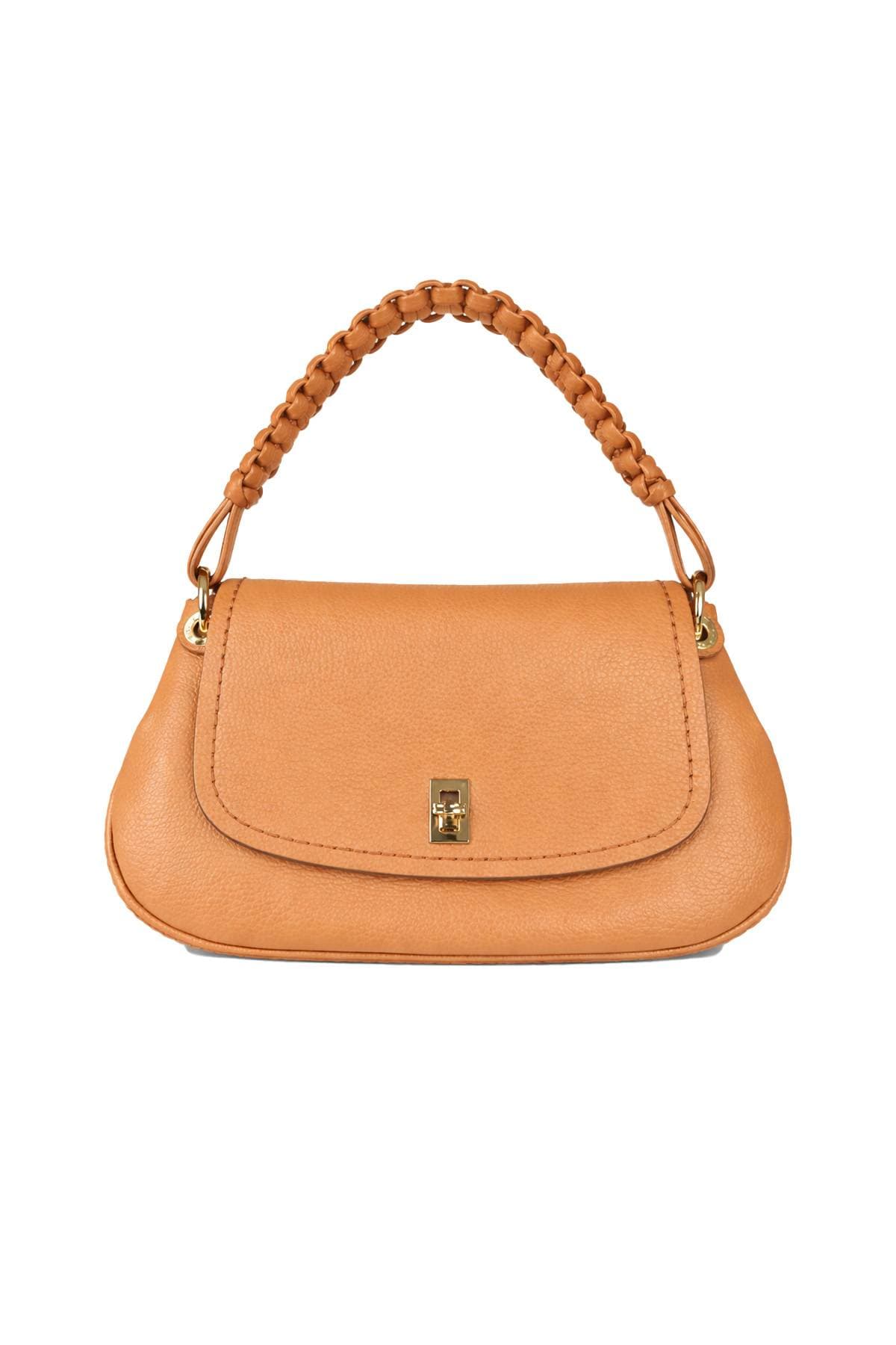 Camel Italian Leather Braided Kelly Purse - 695.0000 - Main product view