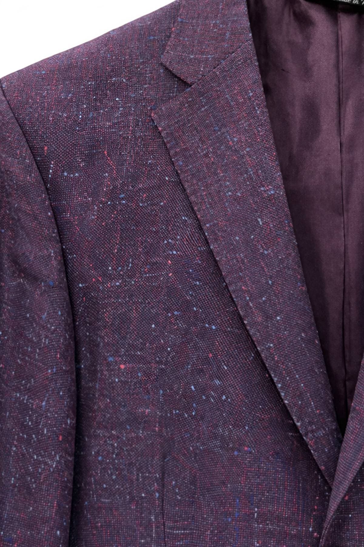 Purple Silk-Blend Basket weave Blazer -  - Alternative view 2
