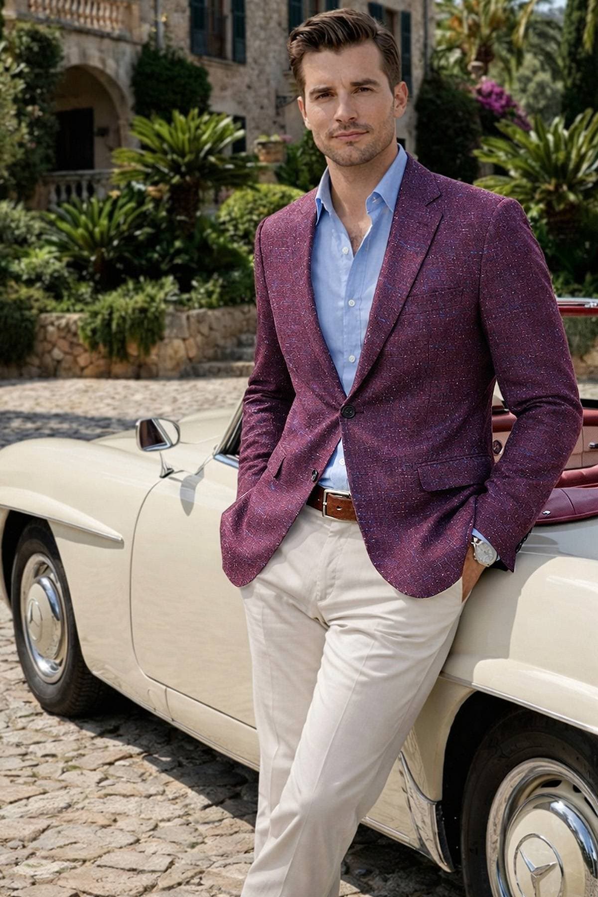 Purple Silk-Blend Basketweave Blazer | Men's - 1675.0000 - Alternative view 3
