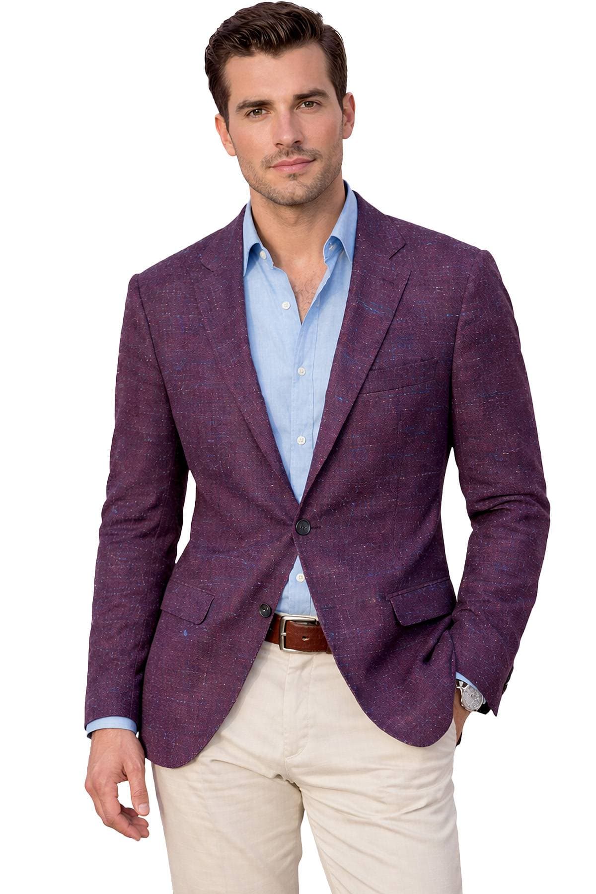 Purple Silk-Blend Basketweave Blazer | Men's - 1675.0000 - Alternative view 5