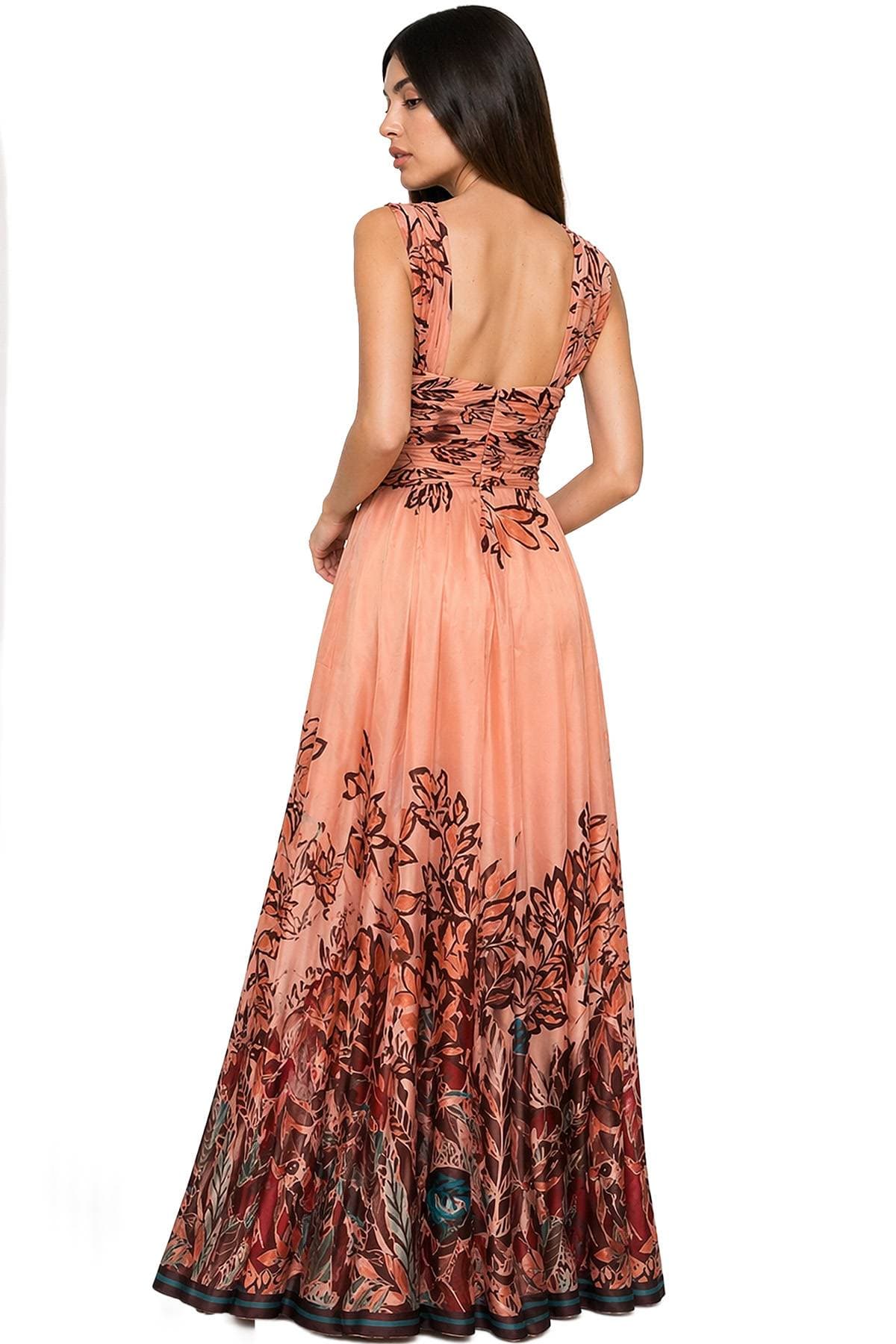 Peach Orange Multi Placement Print Gown - 595.0000 - Alternative view 3
